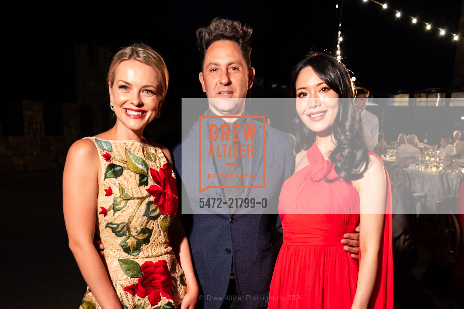 Christina Maxwell, Mauro Aprile Zanetti, Rieko Tsuchida, Patron Dinner at Castello di Amorosa for Festival Napa Valley 2024, Charles Krug. 2800 Main St, St Helena, CA 94574 US, July 19th, 2024, Photo #5472-21799-0 Christina Maxwell, Mauro Aprile Zanetti, Rieko Tsuchida, Photo #5472-21799-0