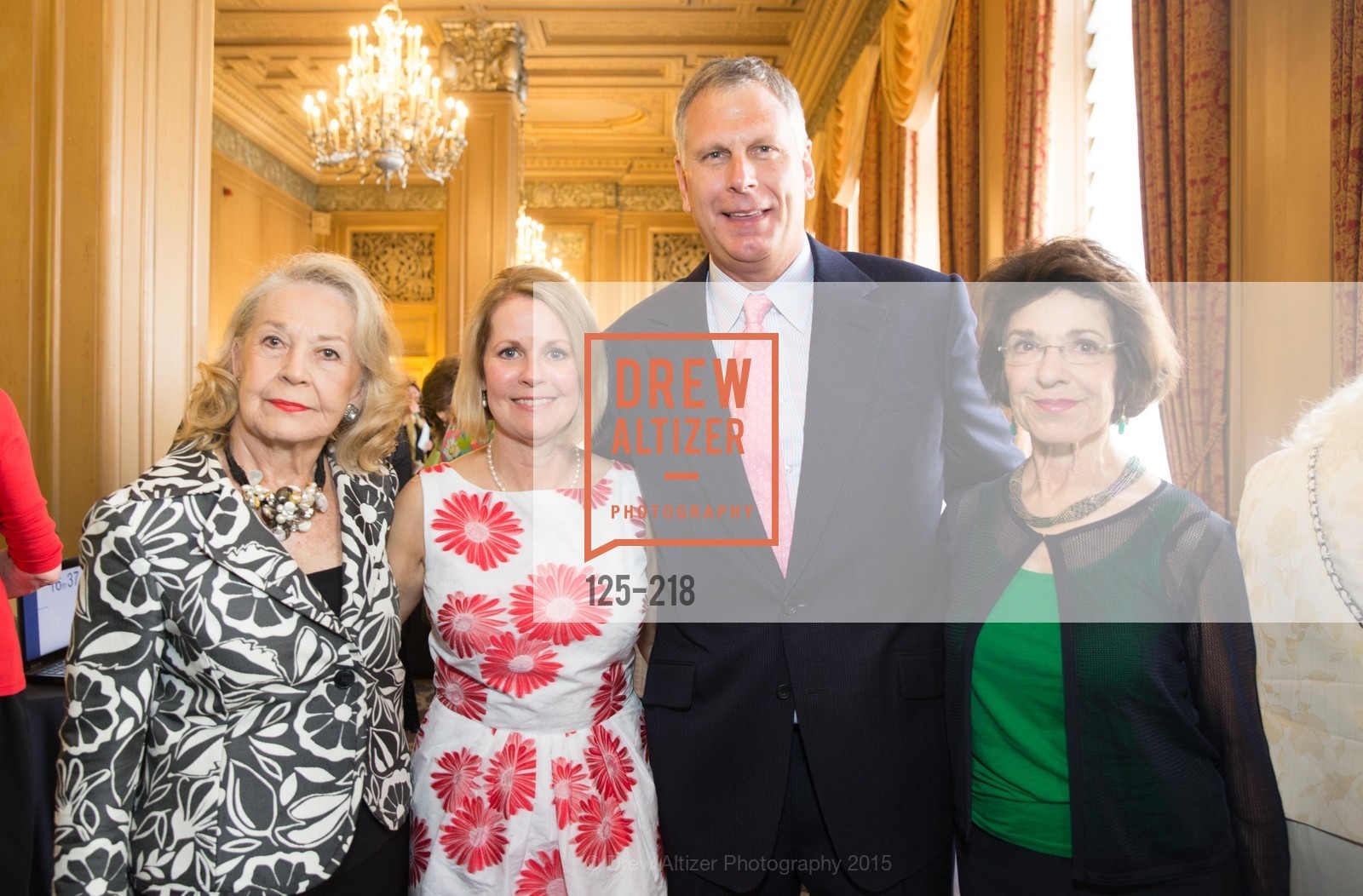 Irene Bechtel, Leslie Bauer, Ernst Bauer, Nyla Moore, Salvation Army Flower Power Luncheon, Sir Francis Drake Hotel. 450 Powell St, August 4th, 2015,Drew Altizer, Drew Altizer Photography, full-service agency, private events, San Francisco photographer, photographer california
