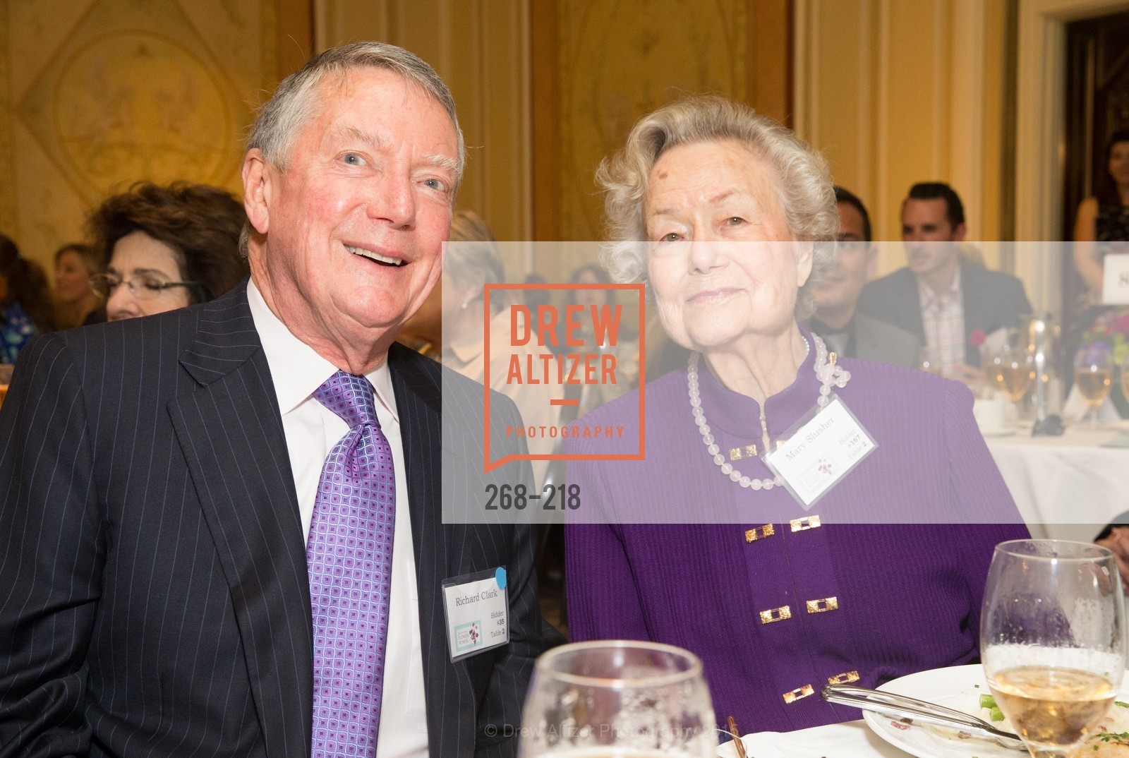 Richard Clark, Mary Slusher, Salvation Army Flower Power Luncheon, Sir Francis Drake Hotel. 450 Powell St, August 4th, 2015,Drew Altizer, Drew Altizer Photography, full-service agency, private events, San Francisco photographer, photographer california