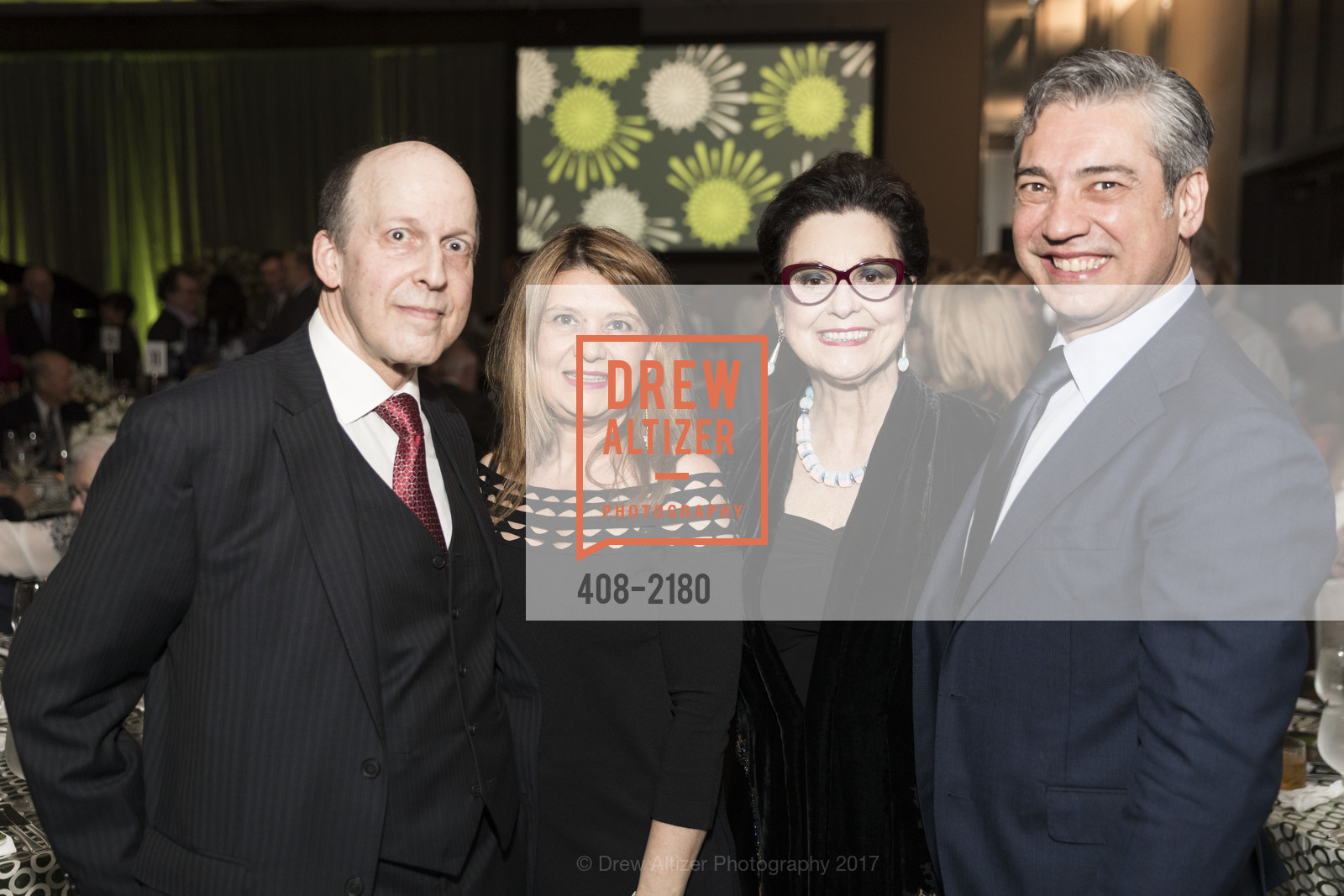 Geoffrey Green, Rita Simonini, Marcia Green, Nicola Luisotti, San Francisco Opera - President's Dinner 2017, St. Regis, Gallery Ballroom. 125 Third St. SF, California, May 10th, 2017, Photo #408-2180 Geoffrey Green, Rita Simonini, Marcia Green, Nicola Luisotti, Photo #408-2180