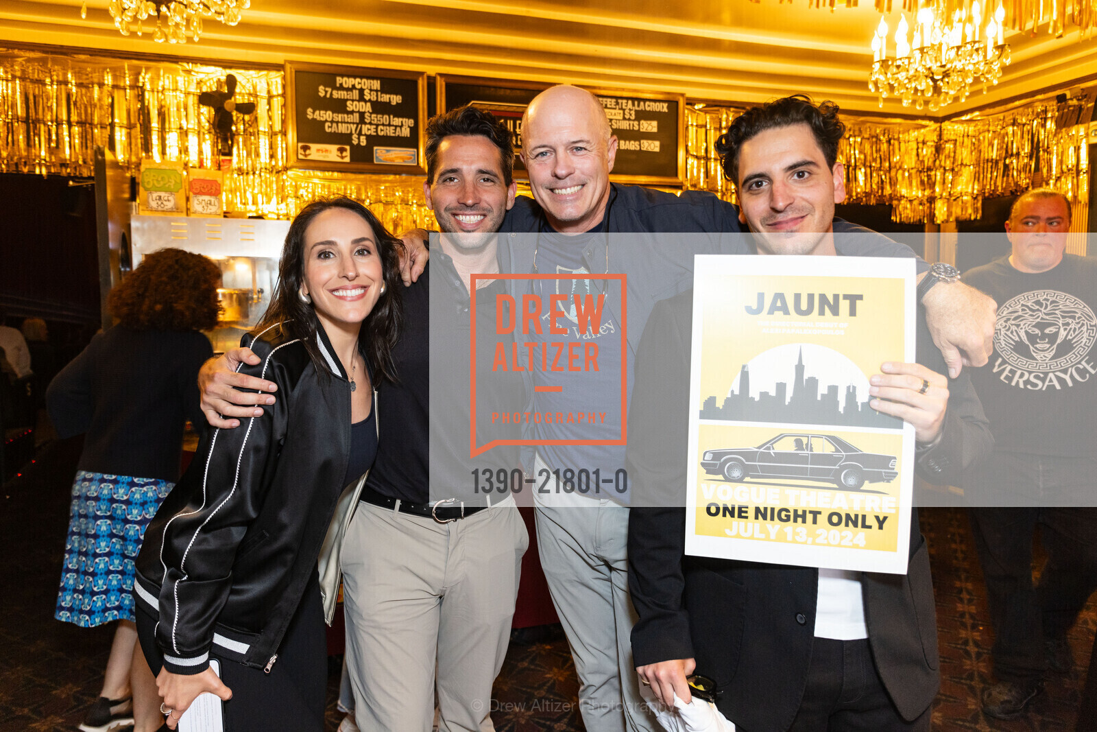 Arianna Papalexopoulos, Matt de Soto, Geoff Callan, Alexi Papalexopoulos, "Film Premier of JAUNT" at the Vogue Theater, The Vogue Theater. 3290 Sacramento St, July 13th, 2024, Photo #1390-21801-0 Arianna Papalexopoulos, Matt de Soto, Geoff Callan, Alexi Papalexopoulos, Photo #1390-21801-0