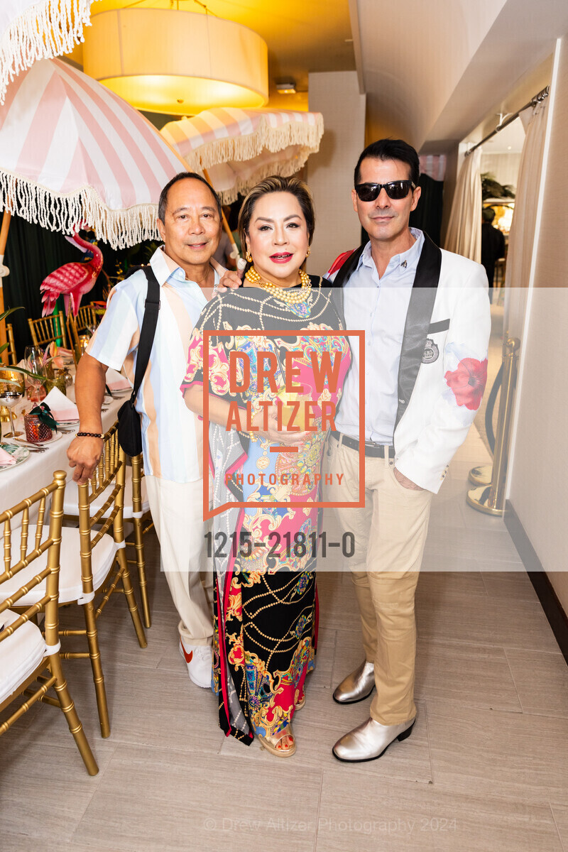 Ray Manzano, Mitzi Manzano, Bacca Dasilva, Aubrey Brewster's Palm Royale: A Scandalous Luncheon, The Rotunda. 150 Stockton St, August 17th, 2024, Photo #1215-21811-0 Ray Manzano, Mitzi Manzano, Bacca Dasilva, Photo #1215-21811-0