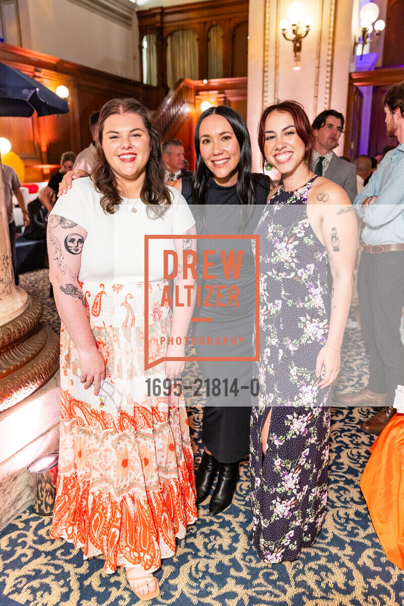 Betty Tobin, Angelica Rafter, Amelia Cortiz, Compass Family Services TOAST & TASTE 2024, Merchant Exchange Banking Hall. 456 California St, August 22nd, 2024, Photo #1695-21814-0 Betty Tobin, Angelica Rafter, Amelia Cortiz, Photo #1695-21814-0