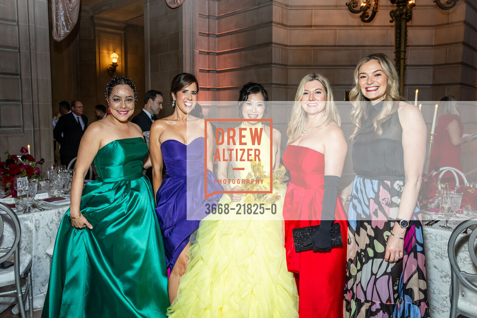 Marisa Rodriguez, Pam Preston, Betty Yu, Sally Kay, Angelique Meckley, San Francisco Opera's Masked Ball 2024, San Francisco Opera. 301 Van Ness Ave, Photo #3668-21825-0 Marisa Rodriguez, Pam Preston, Betty Yu, Sally Kay, Angelique Meckley, Photo #3668-21825-0