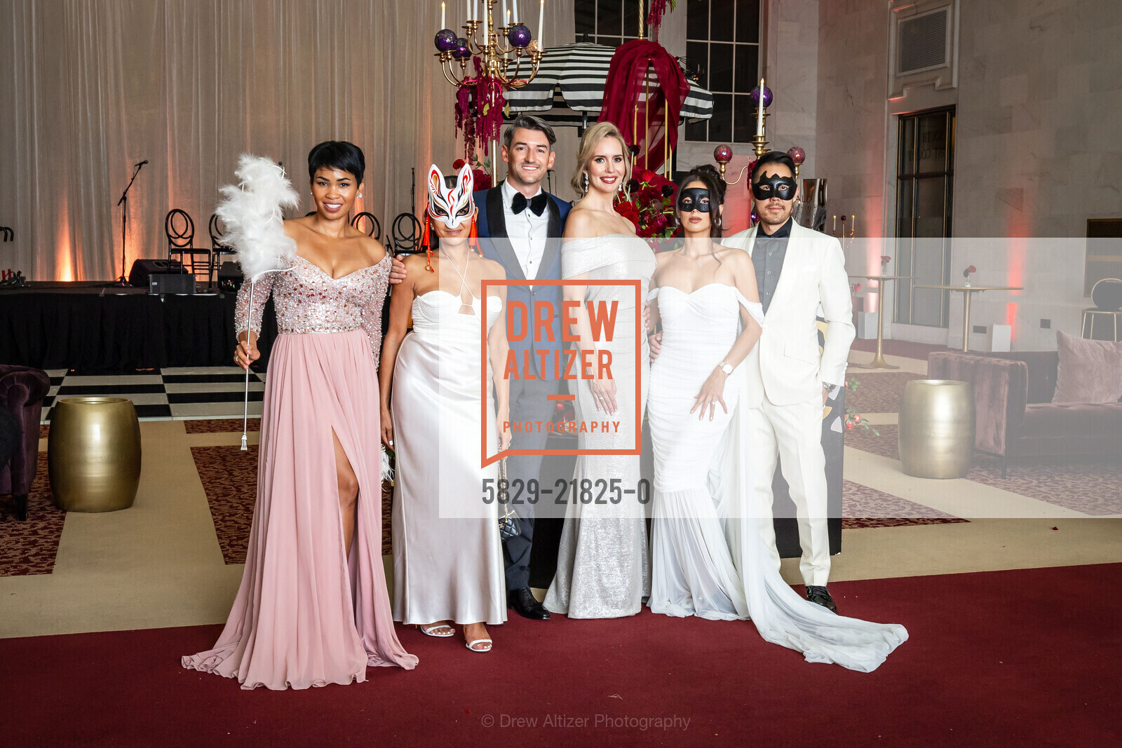 Moanalani Jeffrey, Lillian Phan, Blake McCall, Brittany Bruhl, Catarina Mendoza, Brandon Au, San Francisco Opera's Masked Ball 2024, San Francisco Opera. 301 Van Ness Ave, Photo #5829-21825-0 Moanalani Jeffrey, Lillian Phan, Blake McCall, Brittany Bruhl, Catarina Mendoza, Brandon Au, Photo #5829-21825-0