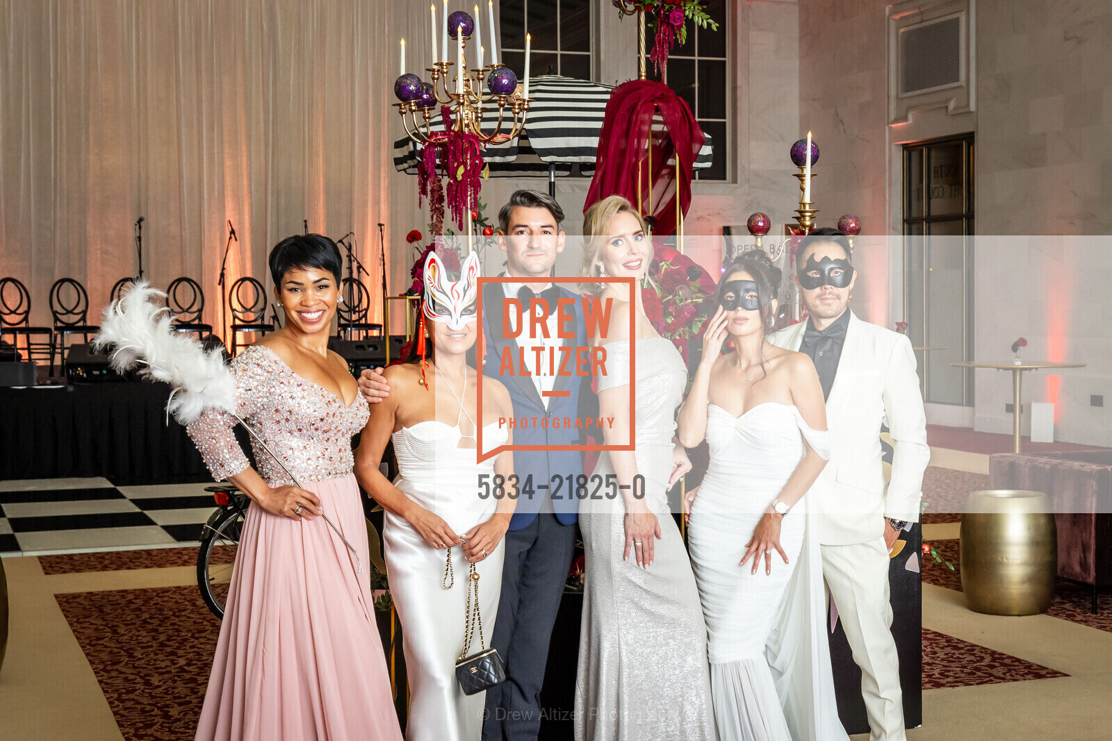 Moanalani Jeffrey, Lillian Phan, Blake McCall, Brittany Bruhl, Catarina Mendoza, Brandon Au, San Francisco Opera's Masked Ball 2024, San Francisco Opera. 301 Van Ness Ave, Photo #5834-21825-0 Moanalani Jeffrey, Lillian Phan, Blake McCall, Brittany Bruhl, Catarina Mendoza, Brandon Au, Photo #5834-21825-0
