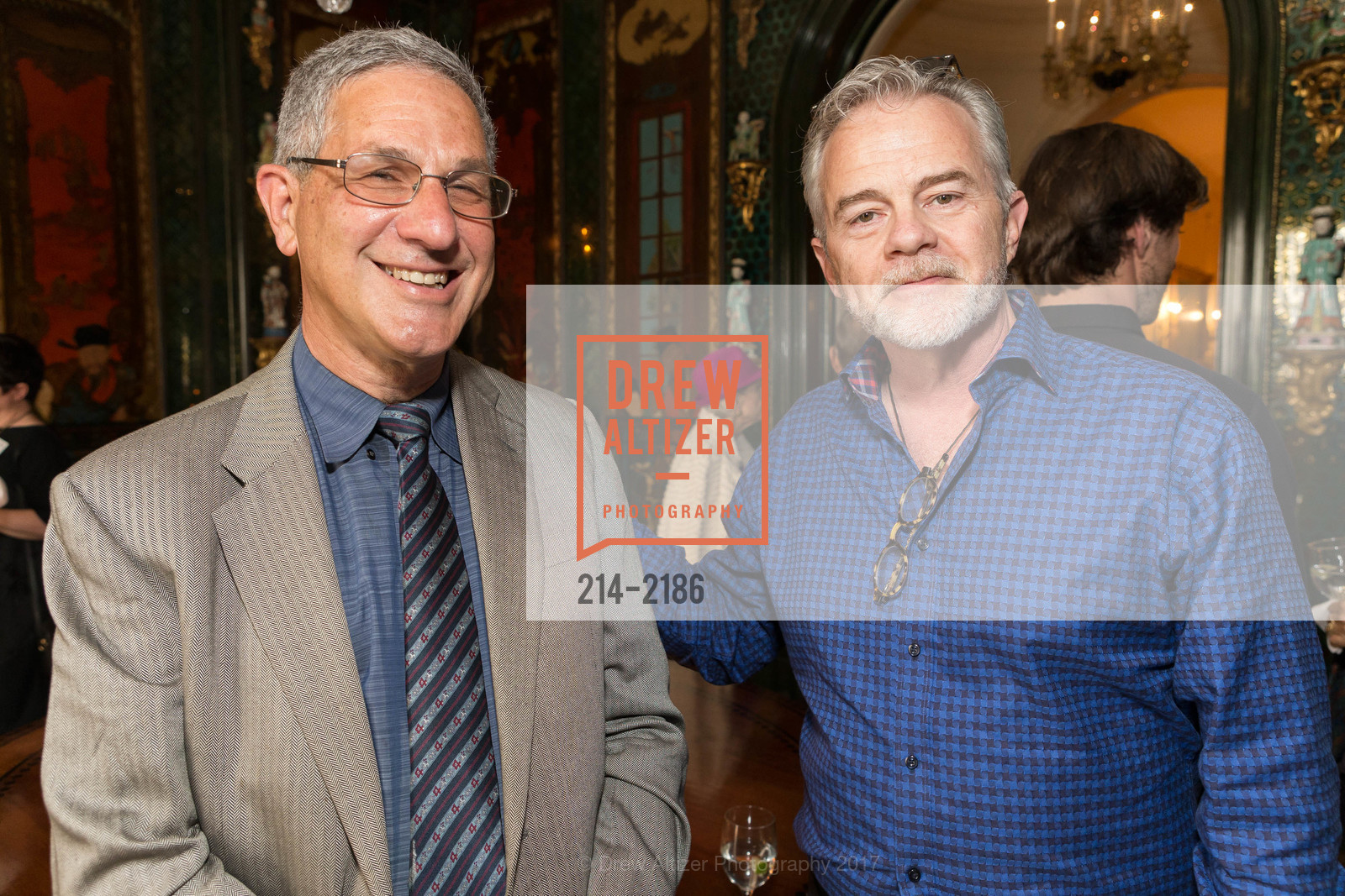 Mark Kalow, Jim Woodard, Gordon and Ann Getty Host Opera Parallele with Composer Philip Glass, Private Residence, May 11th, 2017, Photo #214-2186 Mark Kalow, Jim Woodard, Photo #214-2186