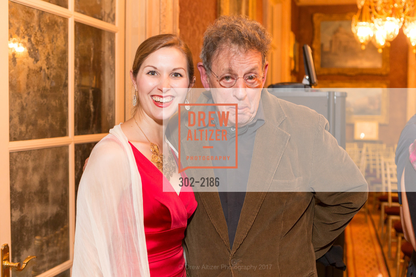 Denise Young Smith, Philip Glass, Gordon and Ann Getty Host Opera Parallele with Composer Philip Glass, Private Residence, May 11th, 2017, Photo #302-2186 Denise Young Smith, Philip Glass, Photo #302-2186