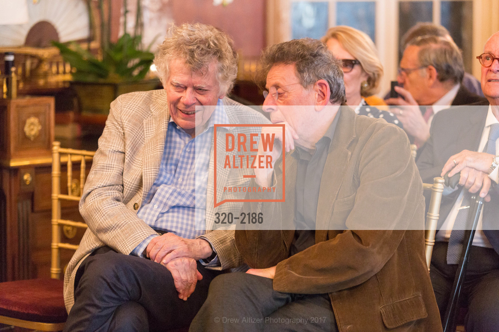 Gordon Getty, Philip Glass, Gordon and Ann Getty Host Opera Parallele with Composer Philip Glass, Private Residence, May 11th, 2017, Photo #320-2186 Gordon Getty, Philip Glass, Photo #320-2186