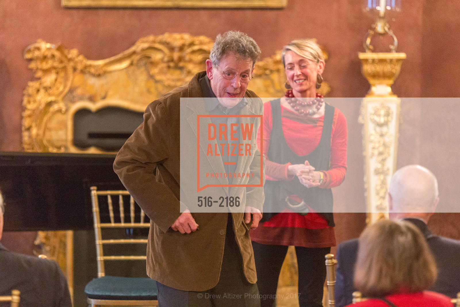 Philip Glass, Nicole Paiement, Gordon and Ann Getty Host Opera Parallele with Composer Philip Glass, Private Residence, May 11th, 2017, Photo #516-2186 Philip Glass, Nicole Paiement, Photo #516-2186
