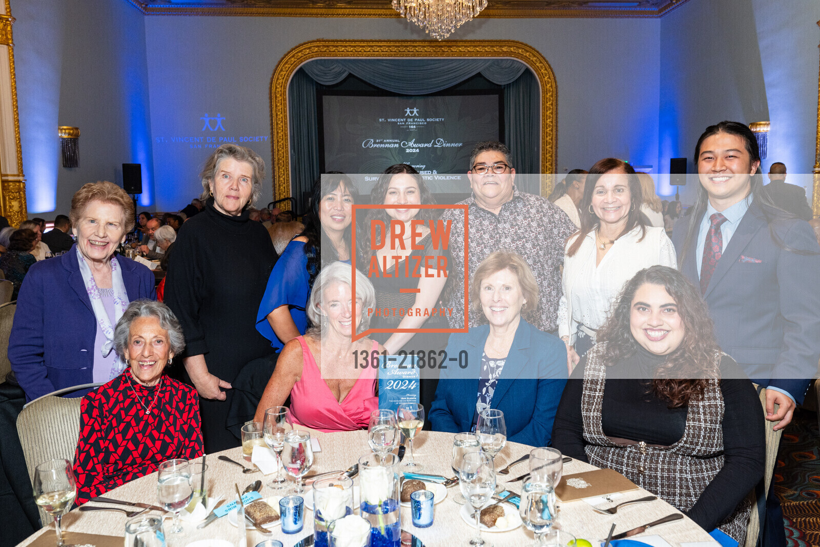 Judi Daddio, Rose Marie Osler, Sue Robbins, Agnes Dayrit, Hanelye Mazariegos, Ramona Jimenez, Mary Perkins, Pamela Deffee, Sofia Castillo, Shojeh Liu, 31st Annual Brennan Award Dinner, Intercontinental San Francisco. 999 California Street, October 3rd, 2024, Photo #1361-21862-0 Judi Daddio, Rose Marie Osler, Sue Robbins, Agnes Dayrit, Hanelye Mazariegos, Ramona Jimenez, Mary Perkins, Pamela Deffee, Sofia Castillo, Shojeh Liu, Photo #1361-21862-0