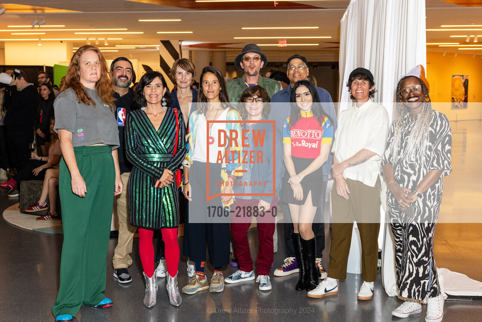 Karla Diaz, Cara Erskine, Betsy Odom, Alessandra Carles Tora, Tara Mateik, Sam Fresquez, Amanda, Sheena Rose, "Get in the Game" Opening Reception, San Francisco Museuem of Modern Art. 151 3rd St, October 15th, 2024, Photo #1706-21883-0 Karla Diaz, Cara Erskine, Betsy Odom, Alessandra Carles Tora, Tara Mateik, Sam Fresquez, Amanda, Sheena Rose, Photo #1706-21883-0