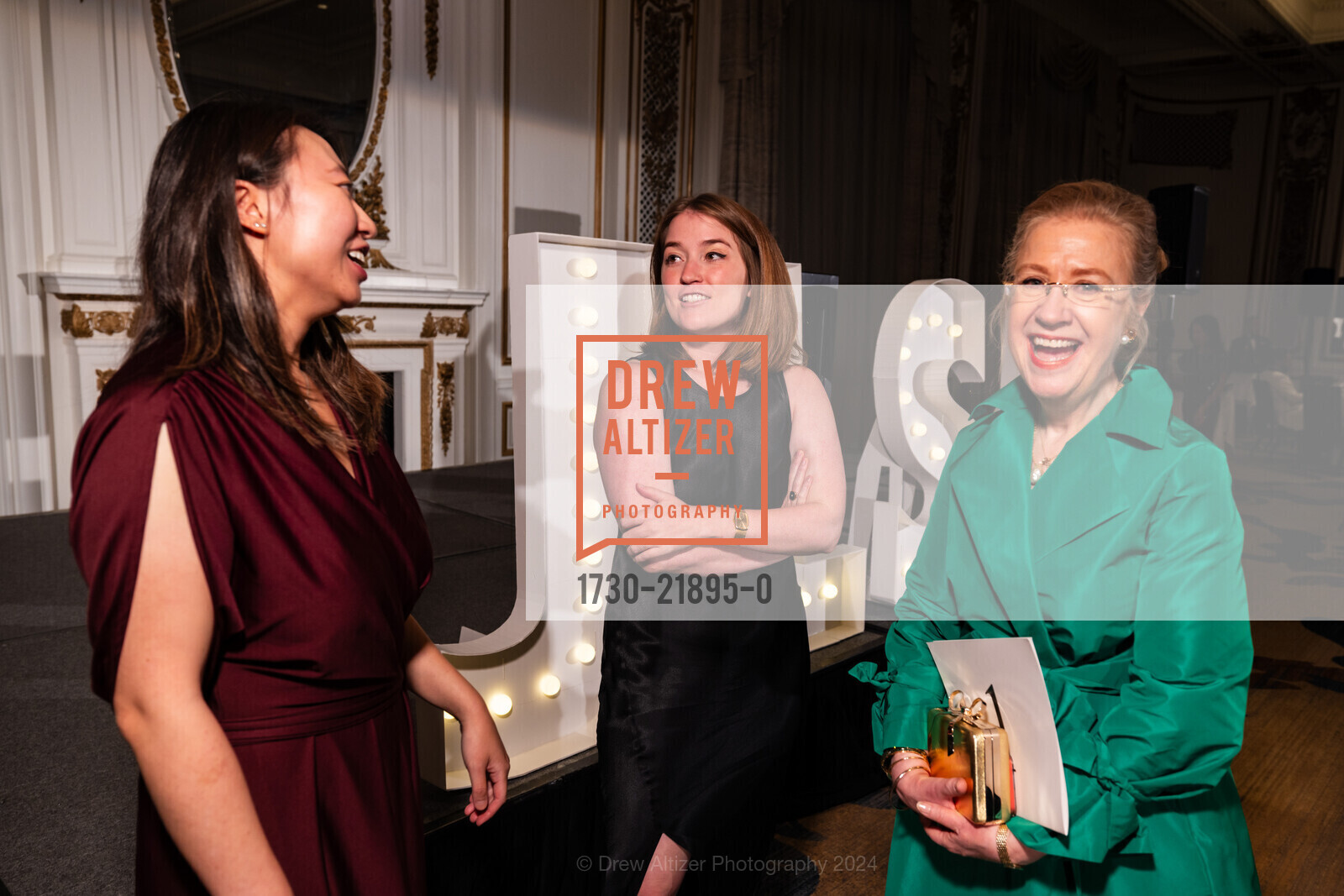 Karen Yee, Lizzy Kaler, Carol Benz, The Junior League of San Francisco Women's Leadership Gala, Palace Hotel. 2 New Montgomery St, October 18th, 2024, Photo #1730-21895-0 Karen Yee, Lizzy Kaler, Carol Benz, Photo #1730-21895-0