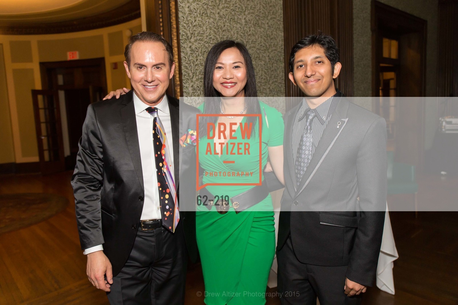 Joel Goodrich, Jane Lee, Aasim Saied, Gucci & Vogue Dinner, University Club. University Club, . 800 Powell St, August 5th, 2015, Photo #62-219 Joel Goodrich, Jane Lee, Aasim Saied, Photo #62-219