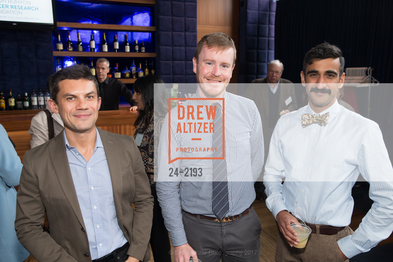 Roberto Zoncu, Casey Pitts, Amit Sabnis, Damon Runyon Cancer Research Foundation's Benefit Performance of Hamilton, Orpheum Theatre, Blue Room. 1192 Market Street, May 16th, 2017, Photo #24-2193 Roberto Zoncu, Casey Pitts, Amit Sabnis, Photo #24-2193