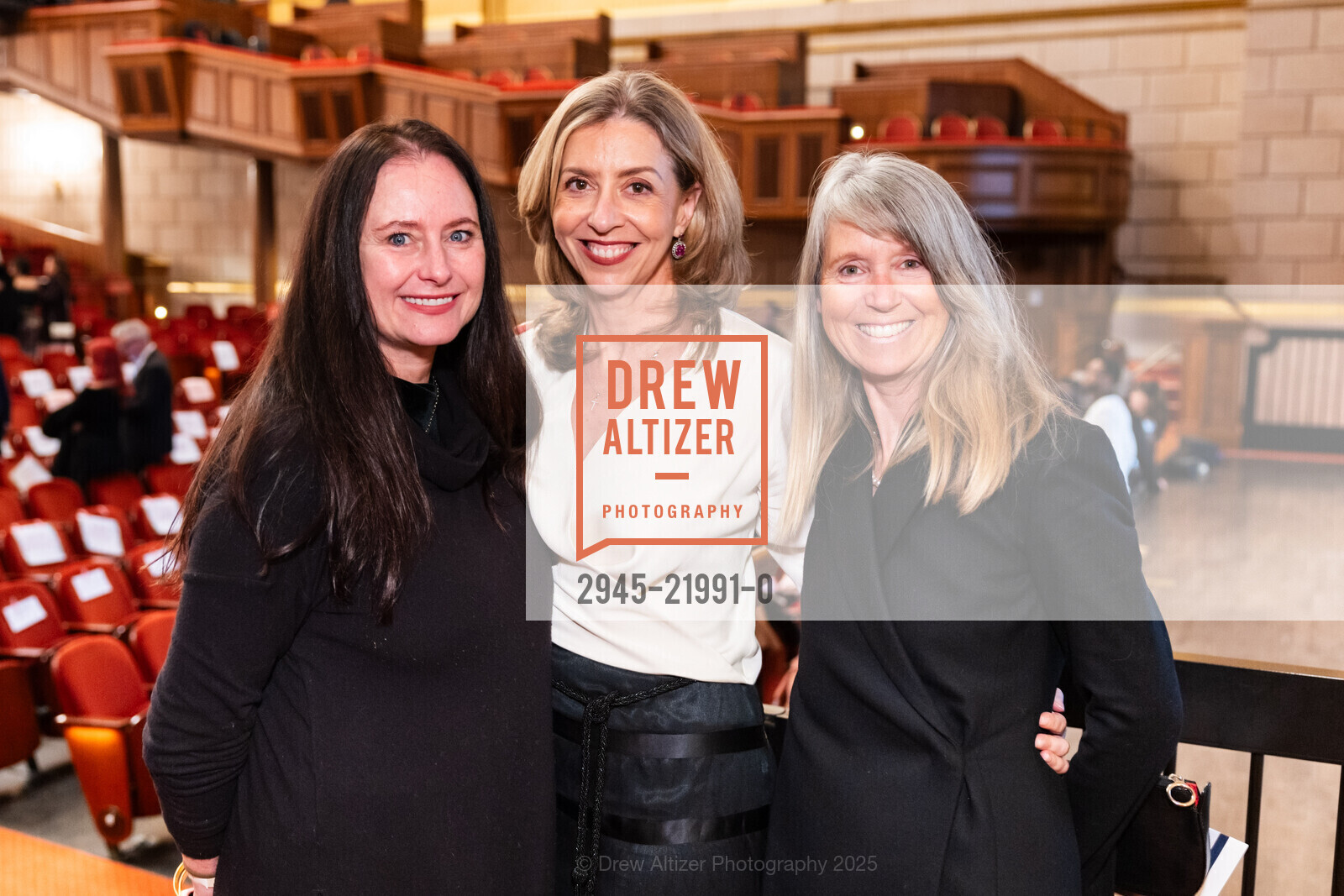 Marisa Tanner Ecker, Isabel Finney, Lyn Matejczyk, Premiere of GOD IS GOOD hosted by Margaret Liu Collins, Herbst Theatre. 401 Van Ness Avenue, January 18th, 2025, Photo #2945-21991-0 Marisa Tanner Ecker, Isabel Finney, Lyn Matejczyk, Photo #2945-21991-0