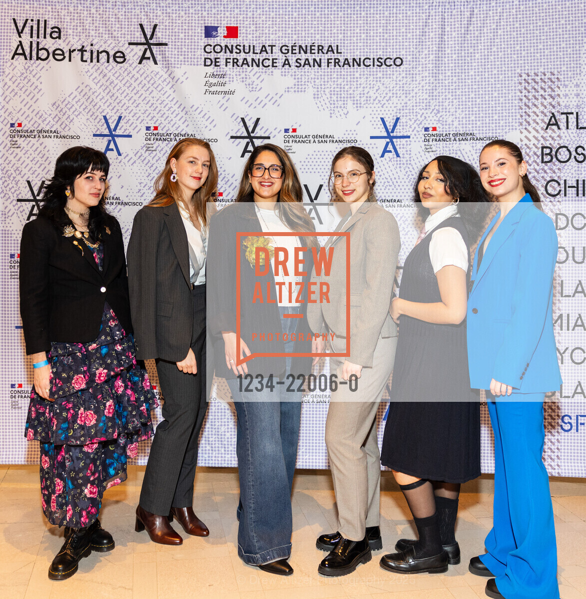 Nicole Lavay, Louise Le Cam, Mounia El Natour, Elsa Macrelle, Jasmin Haska, Lea Goigoux, Villa Albertine Season Launch, Legion of Honor. 100 34th Ave, January 28th, 2025, Photo #1234-22006-0 Nicole Lavay, Louise Le Cam, Mounia El Natour, Elsa Macrelle, Jasmin Haska, Lea Goigoux, Photo #1234-22006-0