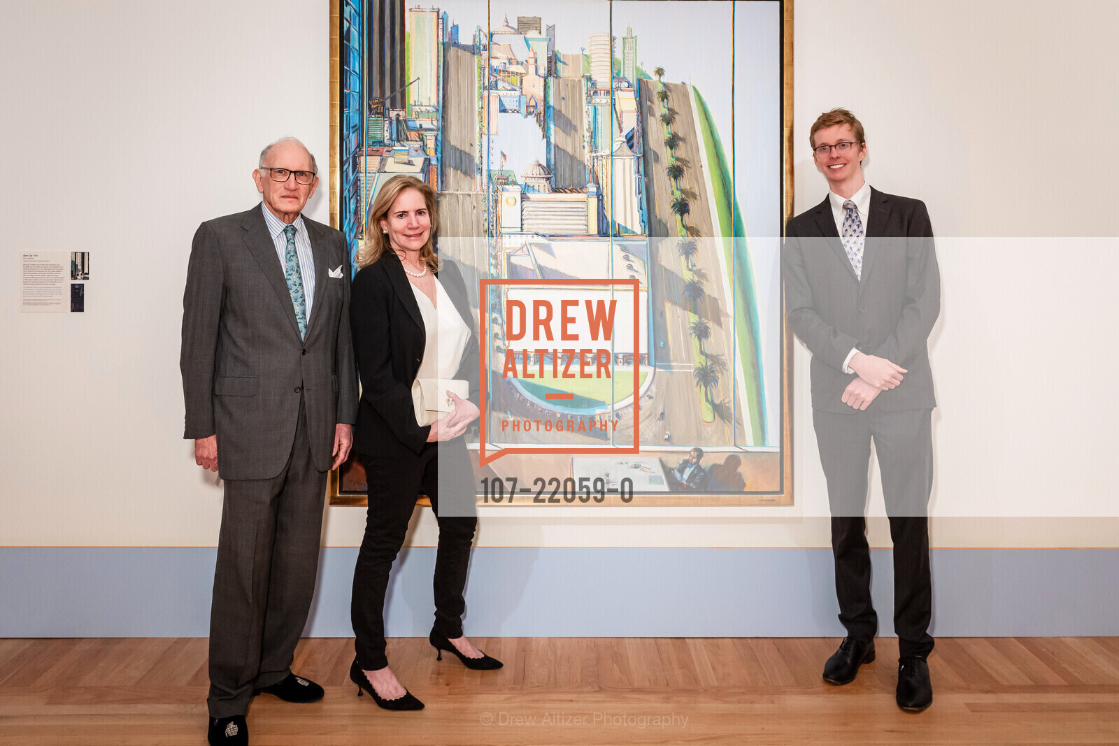 Tully Friedman, Elyse Friedman, Alex Friedman, Wayne Thiebaud Donor Opening Reception, Legion of Honor. 100 34th Ave, Photo #107-22059-0 Tully Friedman, Elyse Friedman, Alex Friedman, Photo #107-22059-0