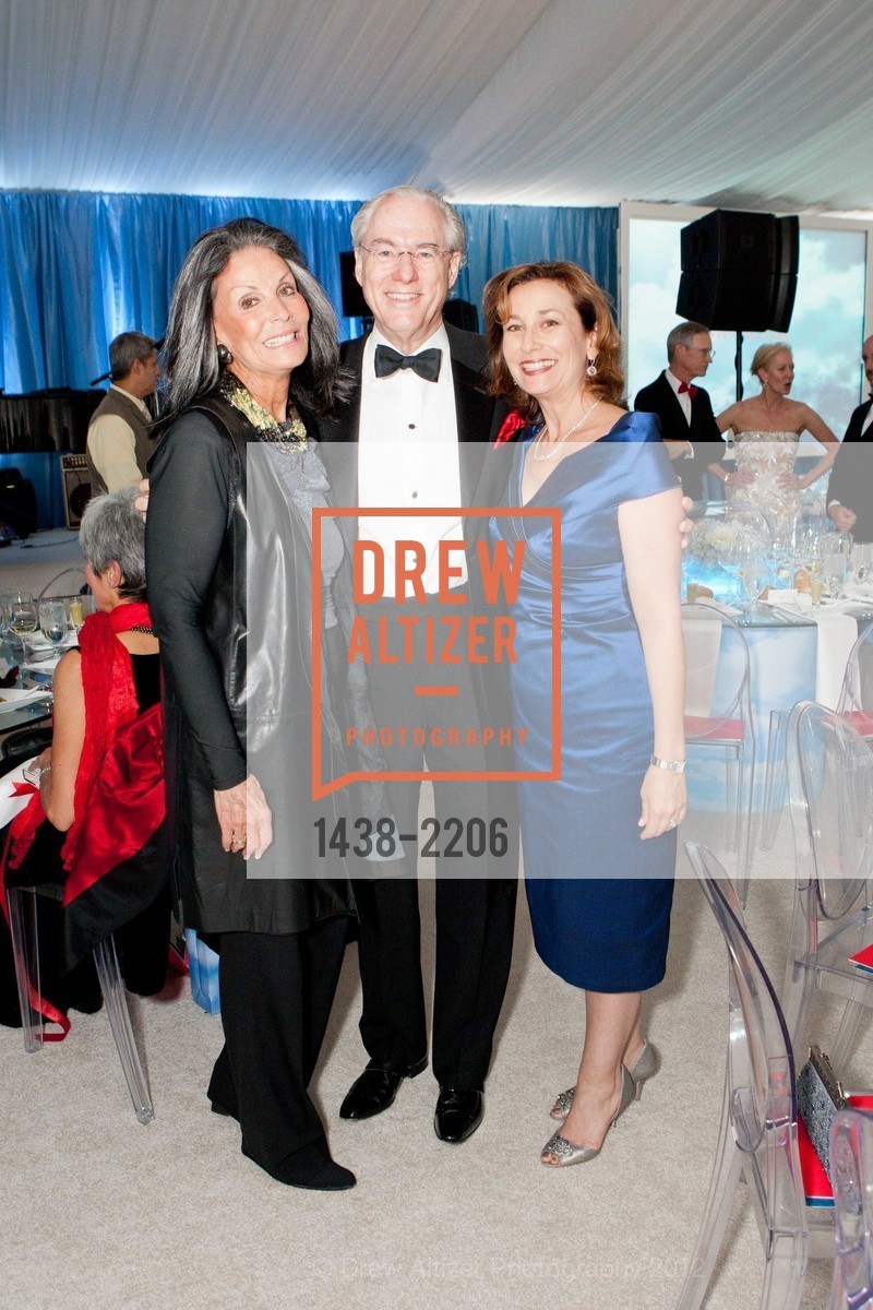 Meryl Comer, George Vradenburg, Ellen Rose, Part the Cloud 2012, Rosewood Sand Hill Hotel. San Francisco, May 5th, 2012, Photo #1438-2206 Meryl Comer, George Vradenburg, Ellen Rose, Photo #1438-2206