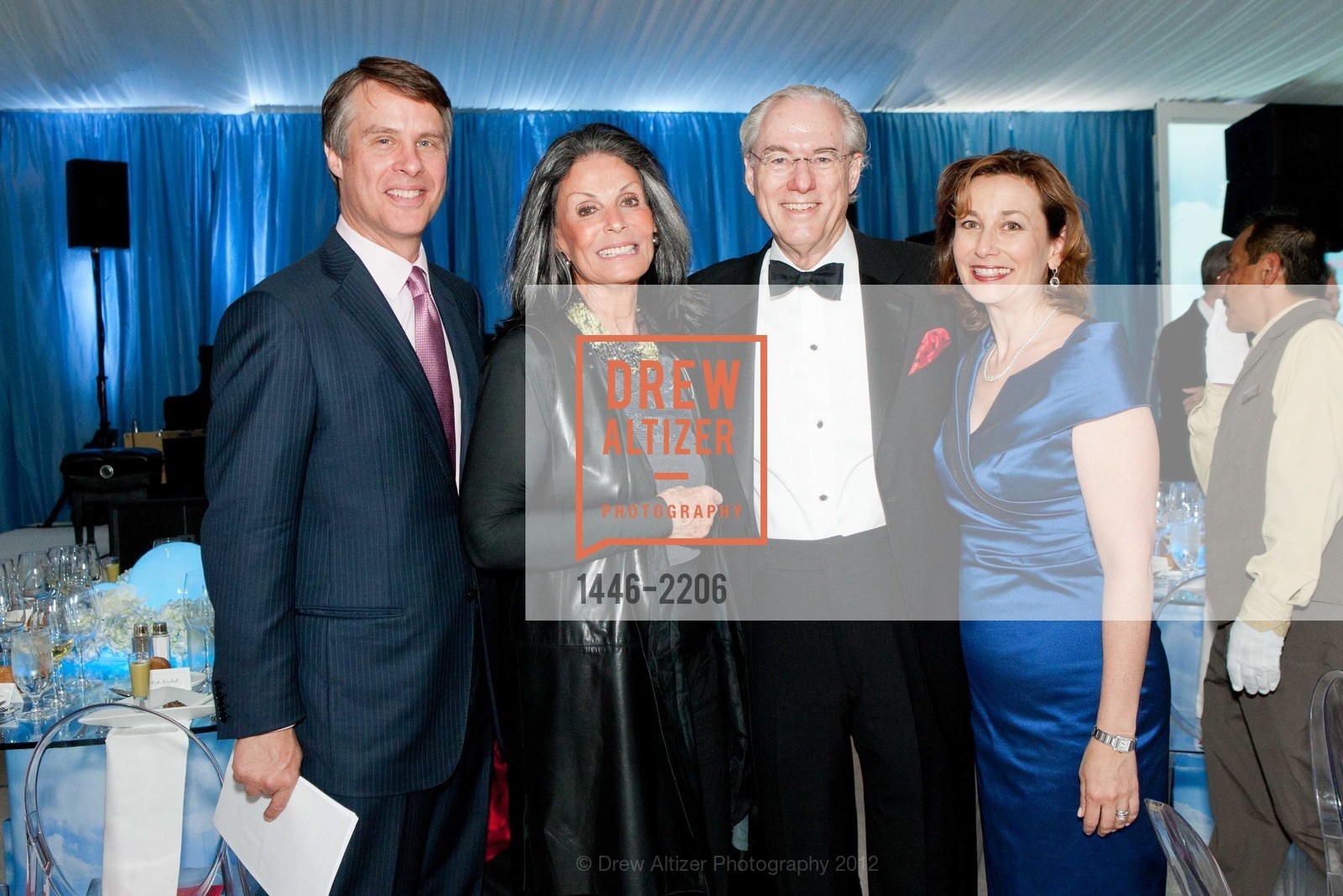 Terry Moran, Meryl Comer, George Vradenburg, Ellen Rose, Part the Cloud 2012, Rosewood Sand Hill Hotel. San Francisco, May 5th, 2012, Photo #1446-2206 Terry Moran, Meryl Comer, George Vradenburg, Ellen Rose, Photo #1446-2206