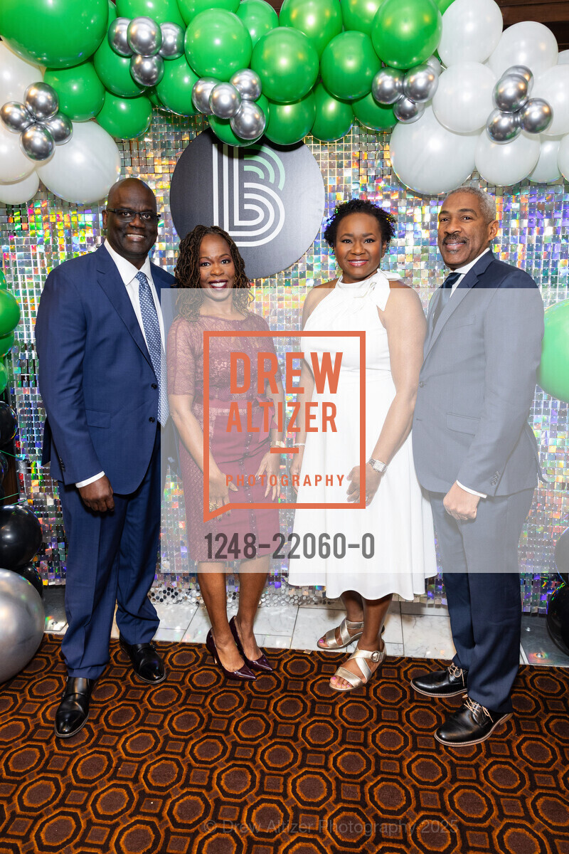 Marvin Dozier, Robin Dozier, Regina Lucas, Michael Lucas, Big Brothers & Big Sisters Annual 2025 Gala, Julia Morgan Ballroom. 465 California Street, March 21st, 2025, Photo #1248-22060-0 Marvin Dozier, Robin Dozier, Regina Lucas, Michael Lucas, Photo #1248-22060-0