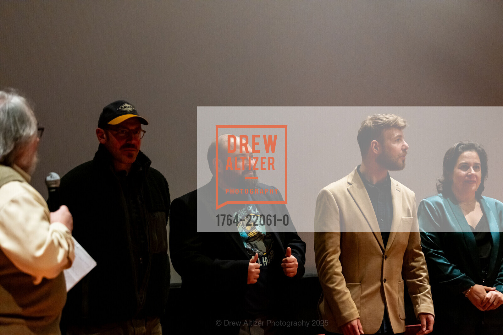Alexander Germanacos, Alexandros Romanos Lizardos, Apollon Bollas, Maria Nicolacakis, 22nd San Francisco Greek Film Festival Closing Night, Delancey Street Screening Room Main theater. Delancey Street, March 22nd, 2025, Photo #1764-22061-0 Alexander Germanacos, Alexandros Romanos Lizardos, Apollon Bollas, Maria Nicolacakis, Photo #1764-22061-0