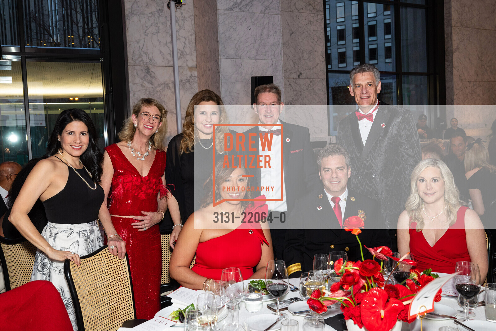 Paola Gonzalez, Adrienne Sims, Patrick Hayes, Dean Crispen, Scott Mobley, Julie Mobley, Red Cross of San Francisco's 30th Anniversary Gala 2025, The Conservatory Ballroom. 1 Sansome Street, March 22nd, 2025, Photo #3131-22064-0 Paola Gonzalez, Adrienne Sims, Patrick Hayes, Dean Crispen, Scott Mobley, Julie Mobley, Photo #3131-22064-0