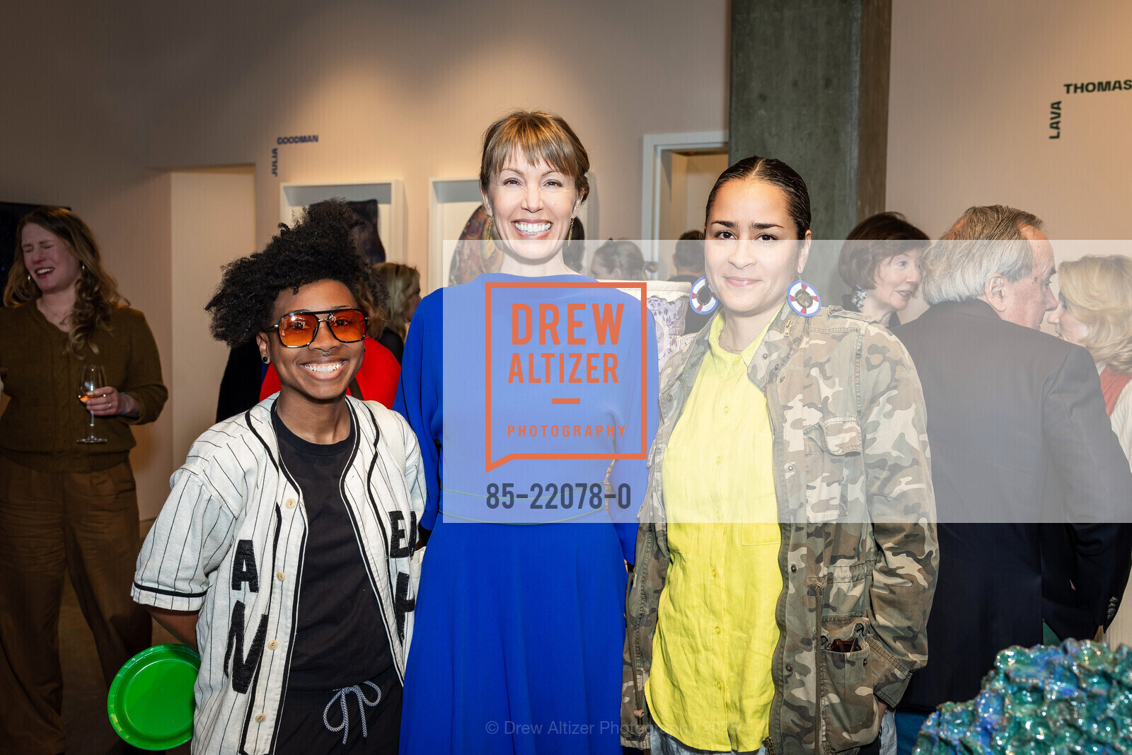 Elena Gross, Jaime Austin, Adia Millett, CCA Opening Reception for Reunited: Bay Area Candidate Artists from the National Museum of Women in the Arts' Women to Watch Program 2018 to 2024, CCA, Campus Galleery. 1480 17th Street, April 2nd, 2025, Photo #85-22078-0 Elena Gross, Jaime Austin, Adia Millett, Photo #85-22078-0