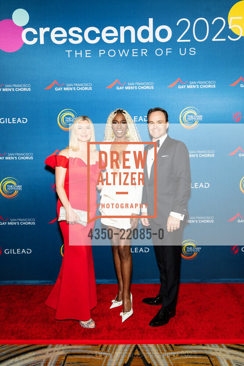 Board Member Sally Kay, Angelica Ross, Danny Hillman, San Francisco Gay Men's Chorus Hosts CRESCENDO Gala, The Westin St. Francis San Francisco on Union Square. 335 Powell St, April 5th, 2025, Photo #4350-22085-0 Board Member Sally Kay, Angelica Ross, Danny Hillman, Photo #4350-22085-0