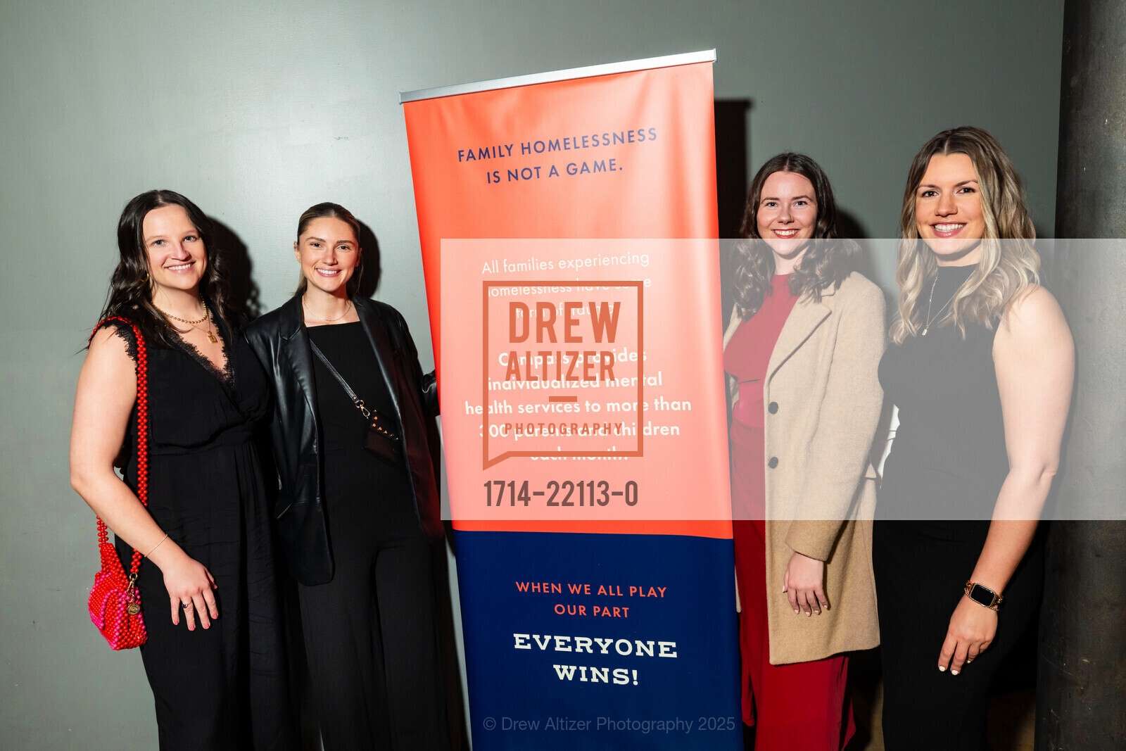 Lauren Mohrman, Rae Backens, Kate Blach, Kelly Hulsing, Compass Family Services 2025 Spring Gala, The Hibernia. 1 Jones St, April 22nd, 2025, Photo #1714-22113-0 Lauren Mohrman, Rae Backens, Kate Blach, Kelly Hulsing, Photo #1714-22113-0