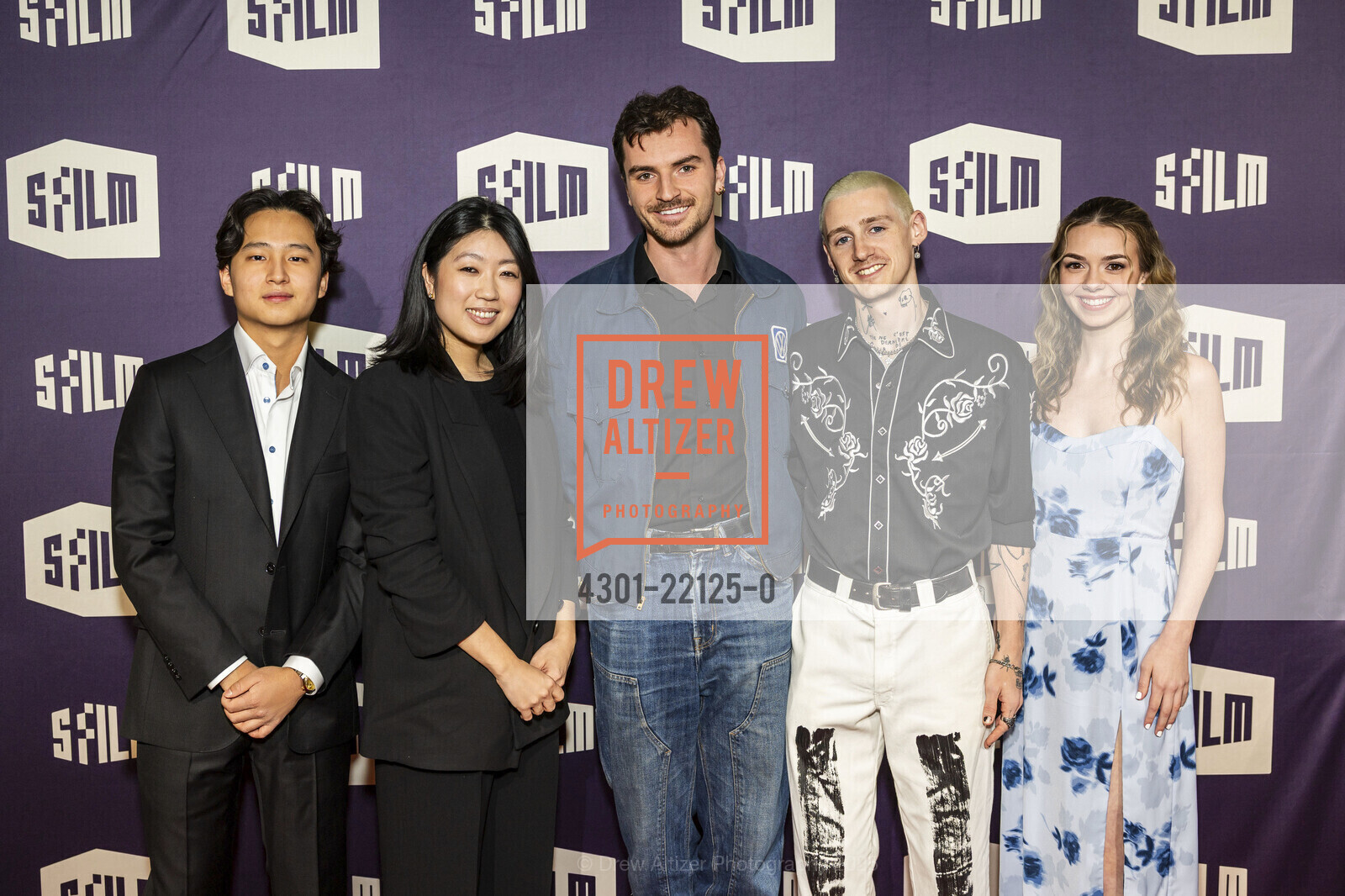 Ethan Hwang, Lauren Chen, Malcolm Brainerd, Harrison Allen, Eva DeMary, San Francisco Film Society Talk and Marlee Martin Press Line, Premier Theatre at One Letterman. 1 Letterman Dr, April 25th, 2025, Photo #4301-22125-0 Ethan Hwang, Lauren Chen, Malcolm Brainerd, Harrison Allen, Eva DeMary, Photo #4301-22125-0
