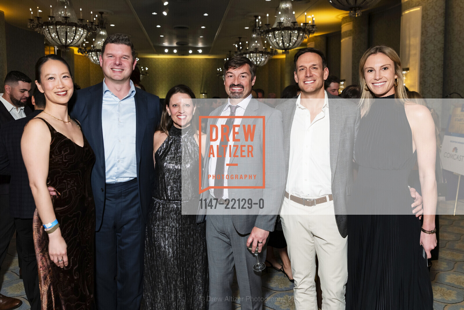 Jennifer Lawson, Owen Cunningham, Amy Tamburro, Alex Tamburro, Nick Sarro, Madison Dutra, Boys and Girls Club of San Francisco 2025 Gala, Fairmont SF. 950 Mason St., San Francisco, CA 94121, April 26th, 2025, Photo #1147-22129-0 Jennifer Lawson, Owen Cunningham, Amy Tamburro, Alex Tamburro, Nick Sarro, Madison Dutra, Photo #1147-22129-0