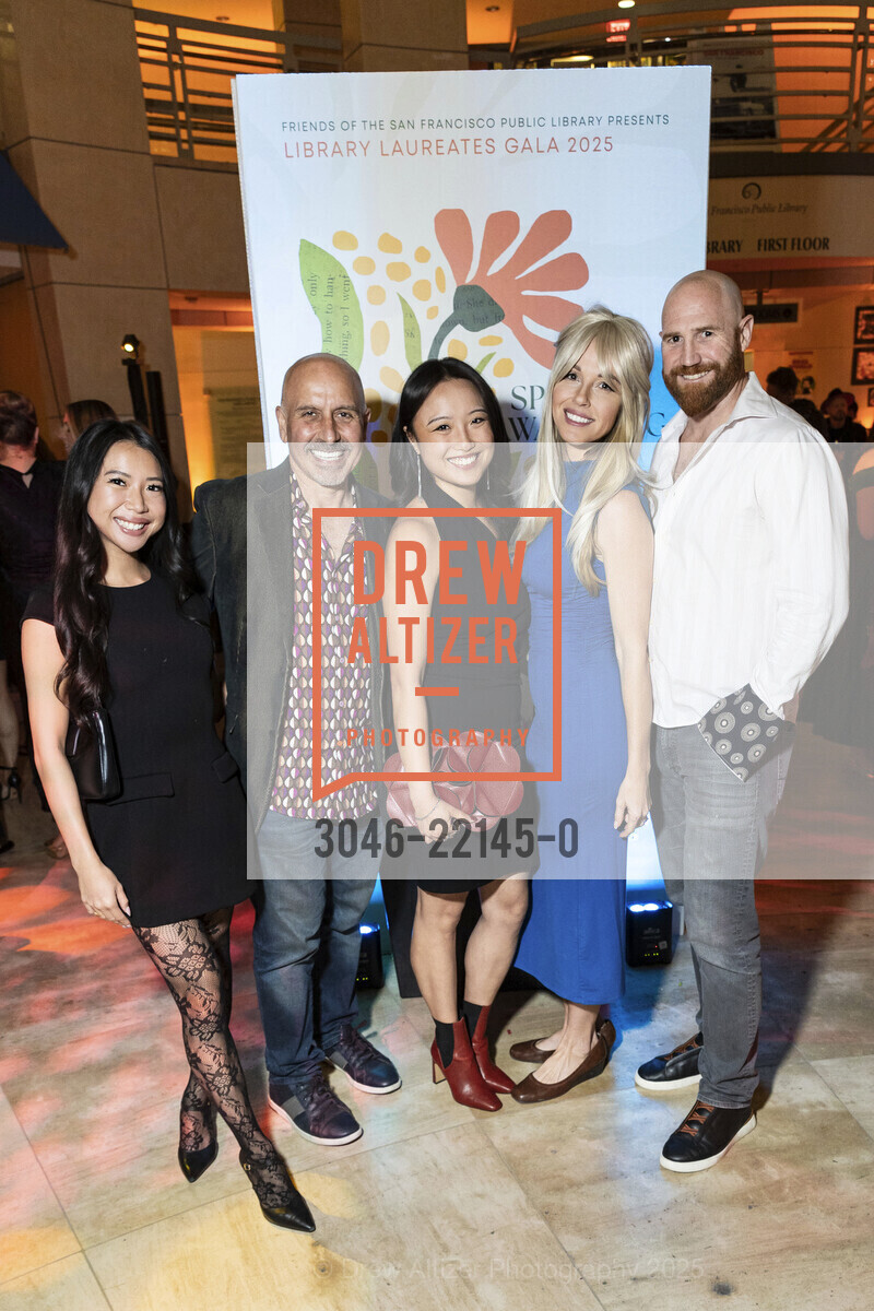 Sue Ellen Zhang, Eric Smith, Tiana Huang, Sara Plummer Barnard, Brian Barnard, Friends of The San Francisco Public Library LIBRARY LAUREATS 2025 Gala, San Francisco Public Library. 100 larkin Street, May 3rd, 2025, Photo #3046-22145-0 Sue Ellen Zhang, Eric Smith, Tiana Huang, Sara Plummer Barnard, Brian Barnard, Photo #3046-22145-0