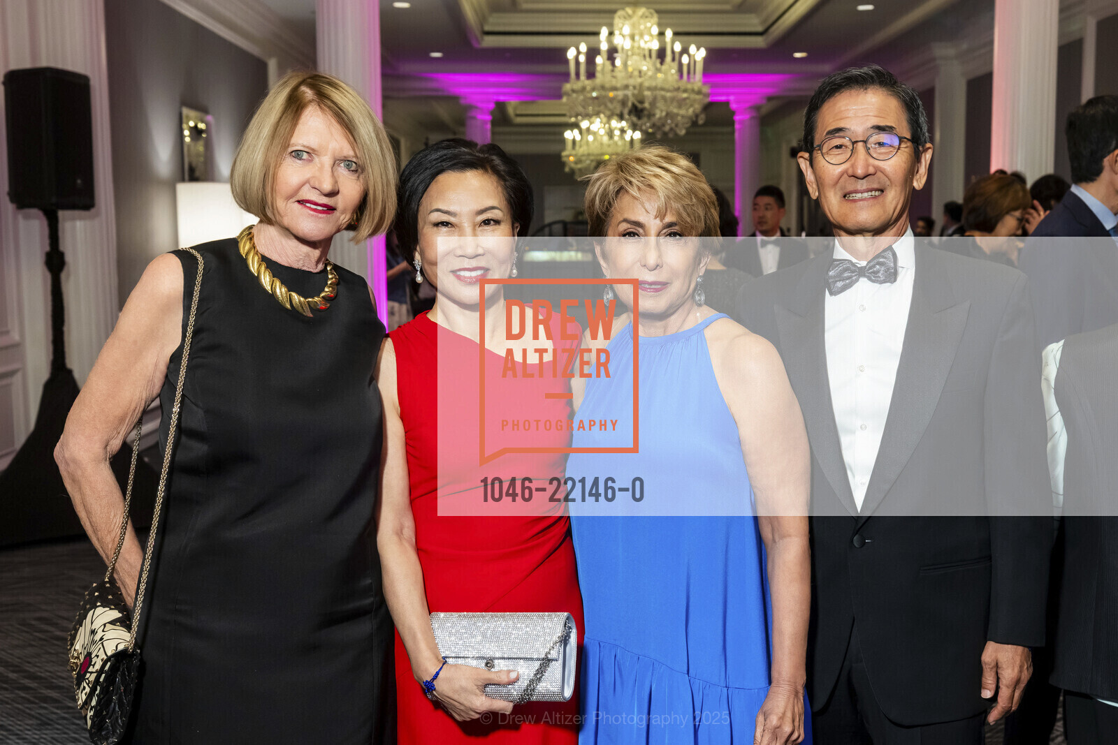 Lore McGovern, Sophia Oh-Kim, Ari Adhir, Seung Kim, Korean American Community Foundation SF Annual Gala, Ritz Carlton San Francisco. 600 Stockton St, May 3rd, 2025, Photo #1046-22146-0 Lore McGovern, Sophia Oh-Kim, Ari Adhir, Seung Kim, Photo #1046-22146-0
