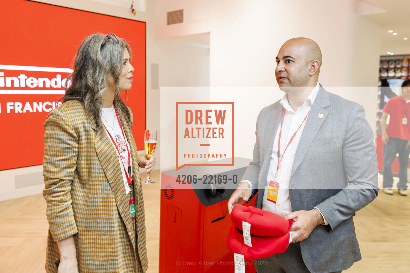 Devon Pritchard, Bilal Mahmood, Nintendo Union Square Store Opening, The Westin St. Francis San Francisco. 335 Powell St, May 15th, 2025, Photo #4206-22169-0 Devon Pritchard, Bilal Mahmood, Photo #4206-22169-0