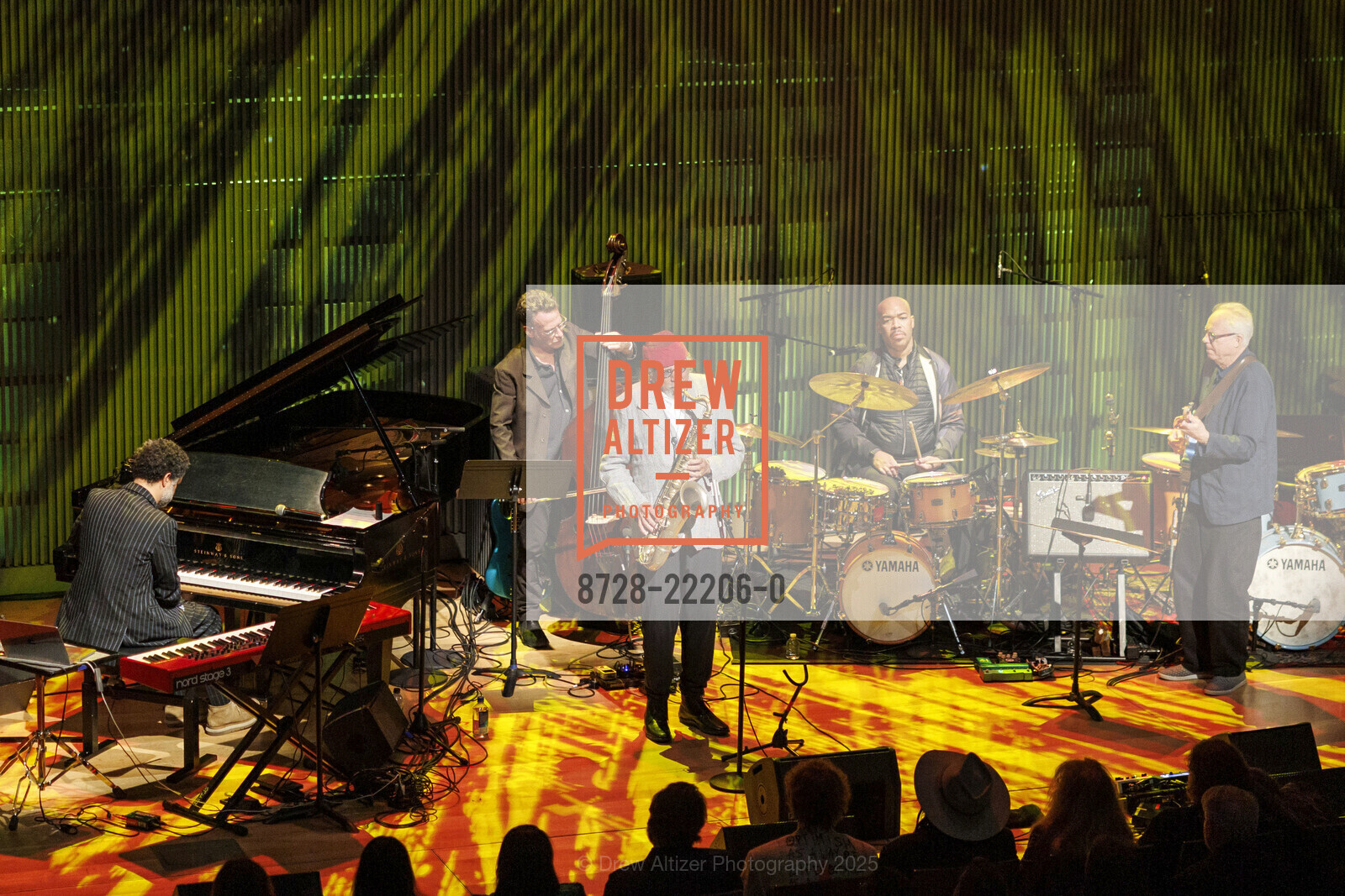 Jason Moran, Larry Grenadier, Charles Lloyd, Eric Harland, Bill Frisell, SFJAZZ's Annual Gala Honoring Don Was, SF SFJAZZ Center & Tent. 110 Franklin 201 Franklin Street, June 12th, 2025, Photo #8728-22206-0 Jason Moran, Larry Grenadier, Charles Lloyd, Eric Harland, Bill Frisell, Photo #8728-22206-0