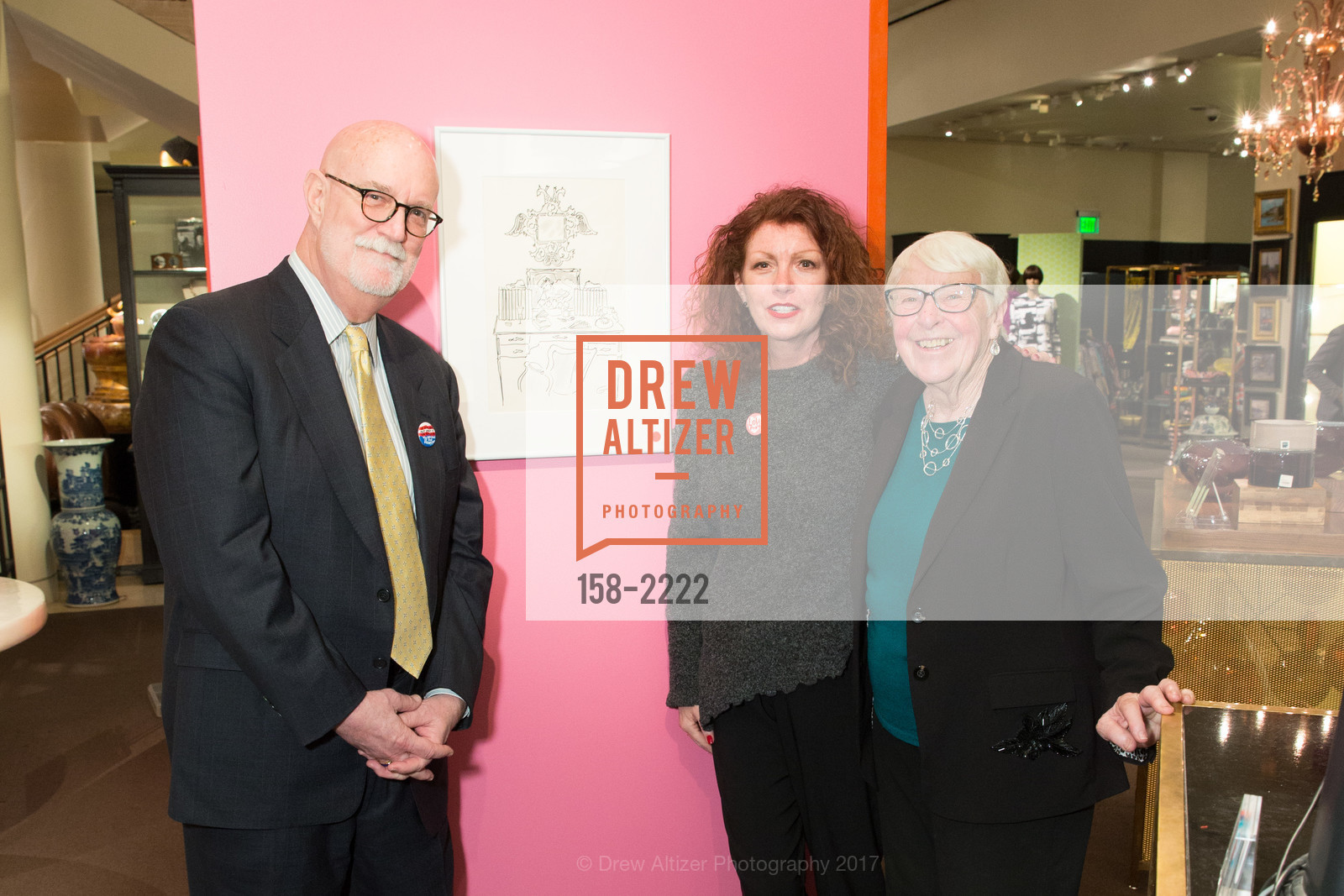 David Peck, Lynn van Winkle, Carolyn Criss, Gump's Talks 2017: Summer of Love w/ Gladys P. Palmer and Phil LuanGrath, Gumps, May 17th, 2017, Photo #158-2222 David Peck, Lynn van Winkle, Carolyn Criss, Photo #158-2222