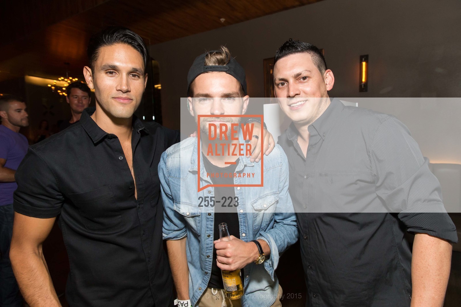Manuel Jimenez, Spencer Peterson, David Munoz, Gucci & Vogue Dinner, 60 6th St, San Francisco. 60 6th St, San Francisco, August 8th, 2015, Photo #255-223 Manuel Jimenez, Spencer Peterson, David Munoz, Photo #255-223