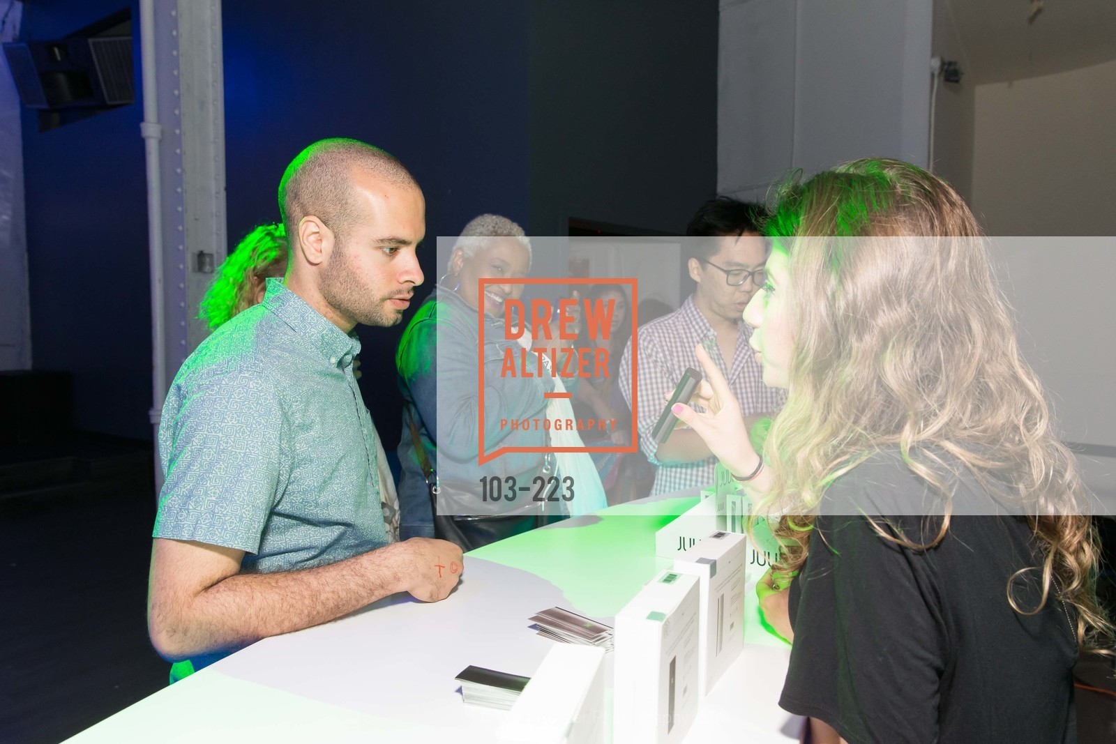 Alberto Guzman, Nuran Saleh, Gucci & Vogue Dinner, 60 6th St, San Francisco. 60 6th St, San Francisco, August 8th, 2015, Photo #103-223 Alberto Guzman, Nuran Saleh, Photo #103-223