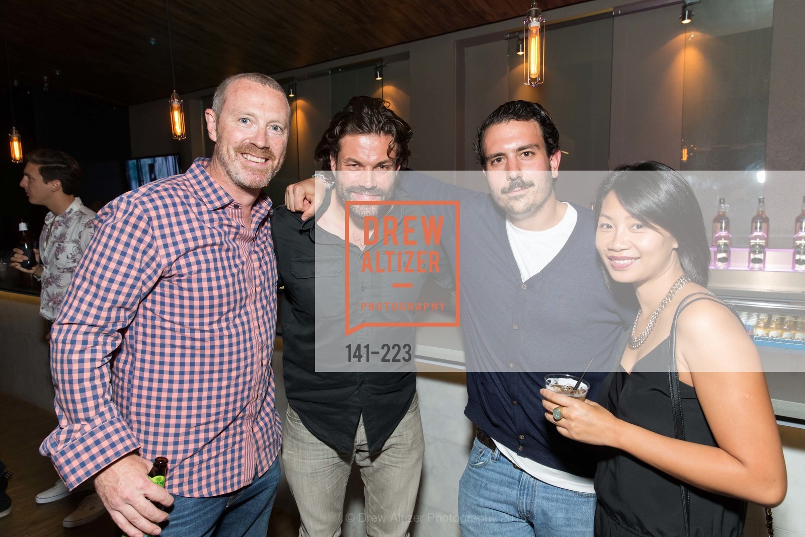 Dave Richardson, Roderick DeRote, Vic DeCok, Urin DeFang, Gucci & Vogue Dinner, 60 6th St, San Francisco. 60 6th St, San Francisco, August 8th, 2015, Photo #141-223 Dave Richardson, Roderick DeRote, Vic DeCok, Urin DeFang, Photo #141-223
