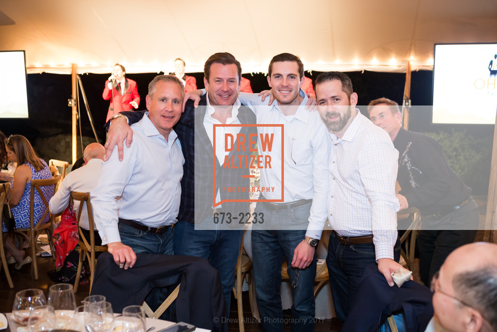 Bob Whelan, David Ferris, Paul Litchfield, David Barlow, Silicon Valley Wine Auction 2017, Runnymede Farm. 980 Runnymede Rd. Woodside, California, May 20th, 2017, Photo #673-2233 Bob Whelan, David Ferris, Paul Litchfield, David Barlow, Photo #673-2233