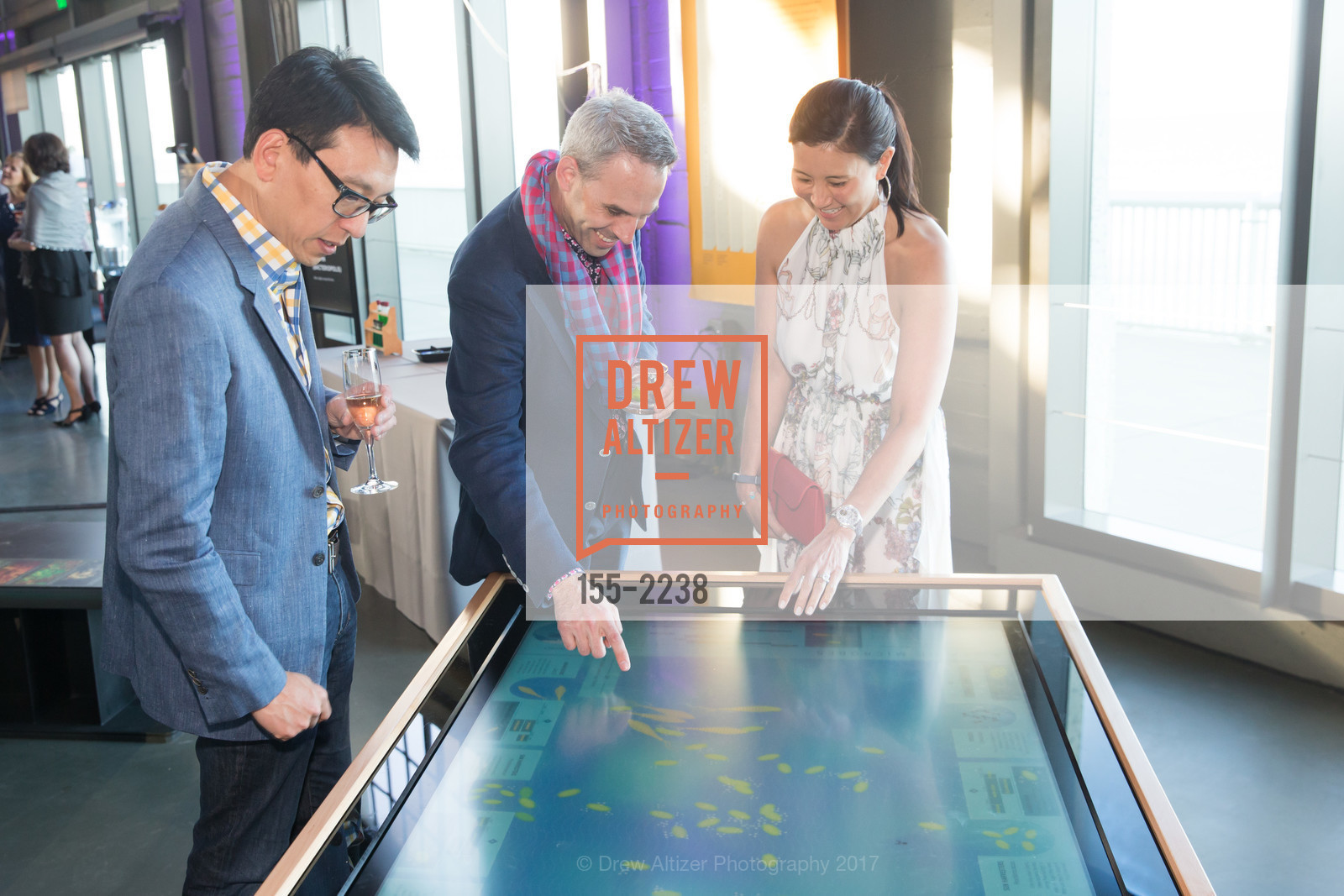 David Yu, Jonathan Heiliger, Germaine Yokoyama-Heiliger, Party at the Piers Exploratorium Spring Gala: Phenomenal, Exploratorium. Pier 15, San Francisco CA 94111, May 17th, 2017, Photo #155-2238 David Yu, Jonathan Heiliger, Germaine Yokoyama-Heiliger, Photo #155-2238