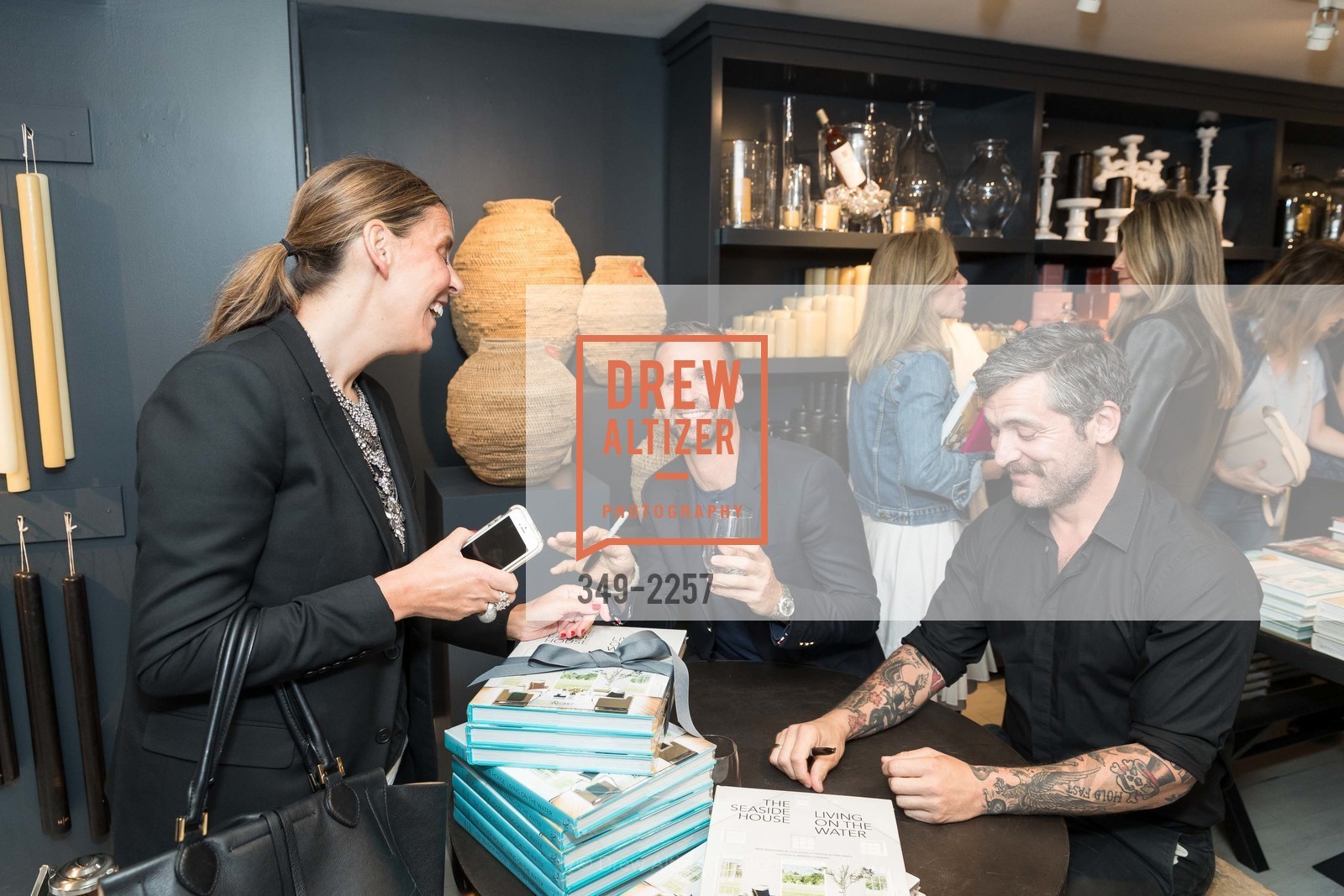 Ann Waterman, Nick Voulgaris III, Doug Friedman, Hudson Grace Book Signing - Nick Voulgaris III and Douglas Friedman "The Seadside House: Living on the Water", Hudson Grace. 3350 Sacramento Street, May 22nd, 2017, Photo #349-2257 Ann Waterman, Nick Voulgaris III, Doug Friedman, Photo #349-2257