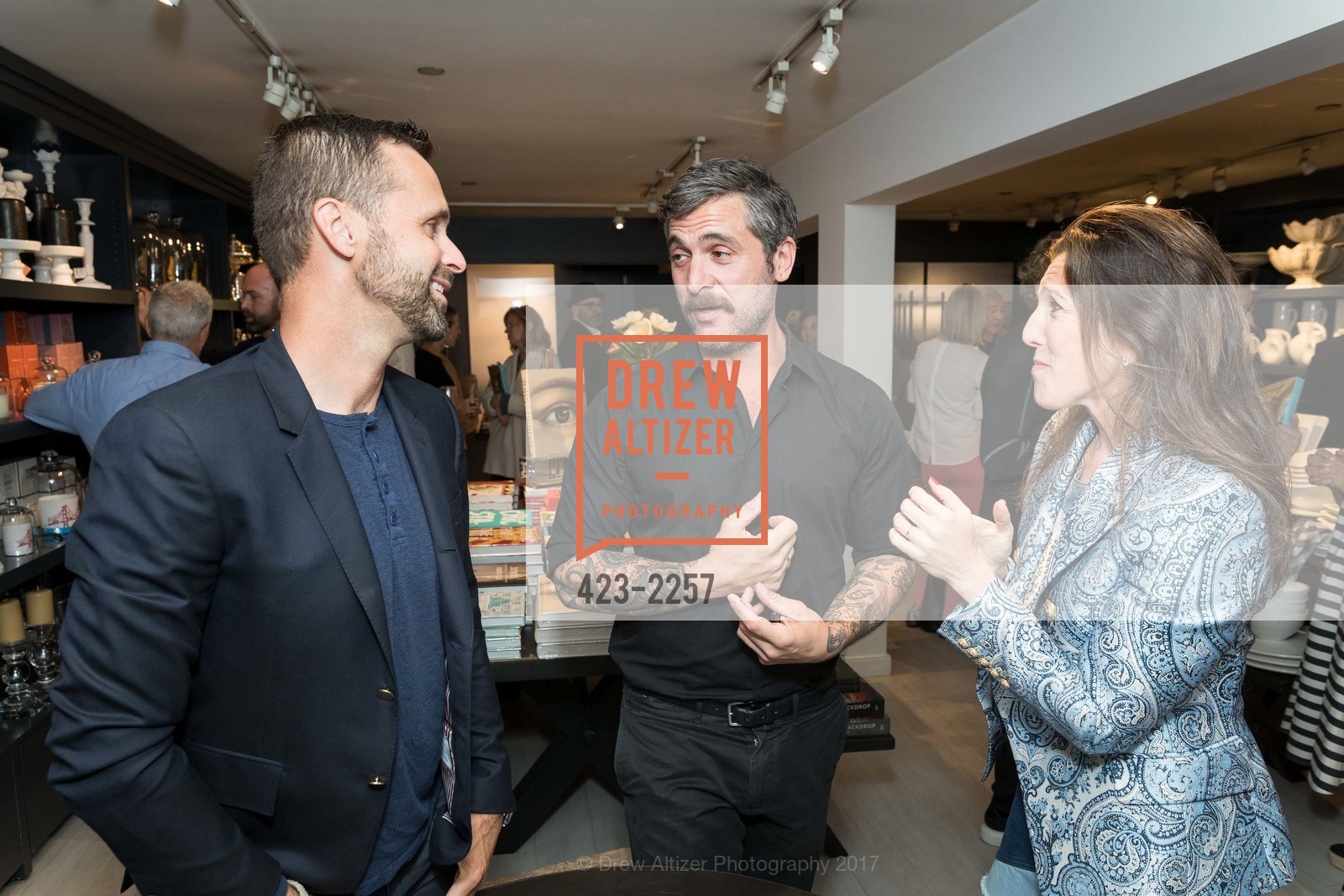 Nick Voulgaris III, Doug Friedman, Sloan Barnett, Hudson Grace Book Signing - Nick Voulgaris III and Douglas Friedman "The Seadside House: Living on the Water", Hudson Grace. 3350 Sacramento Street, May 22nd, 2017, Photo #423-2257 Nick Voulgaris III, Doug Friedman, Sloan Barnett, Photo #423-2257