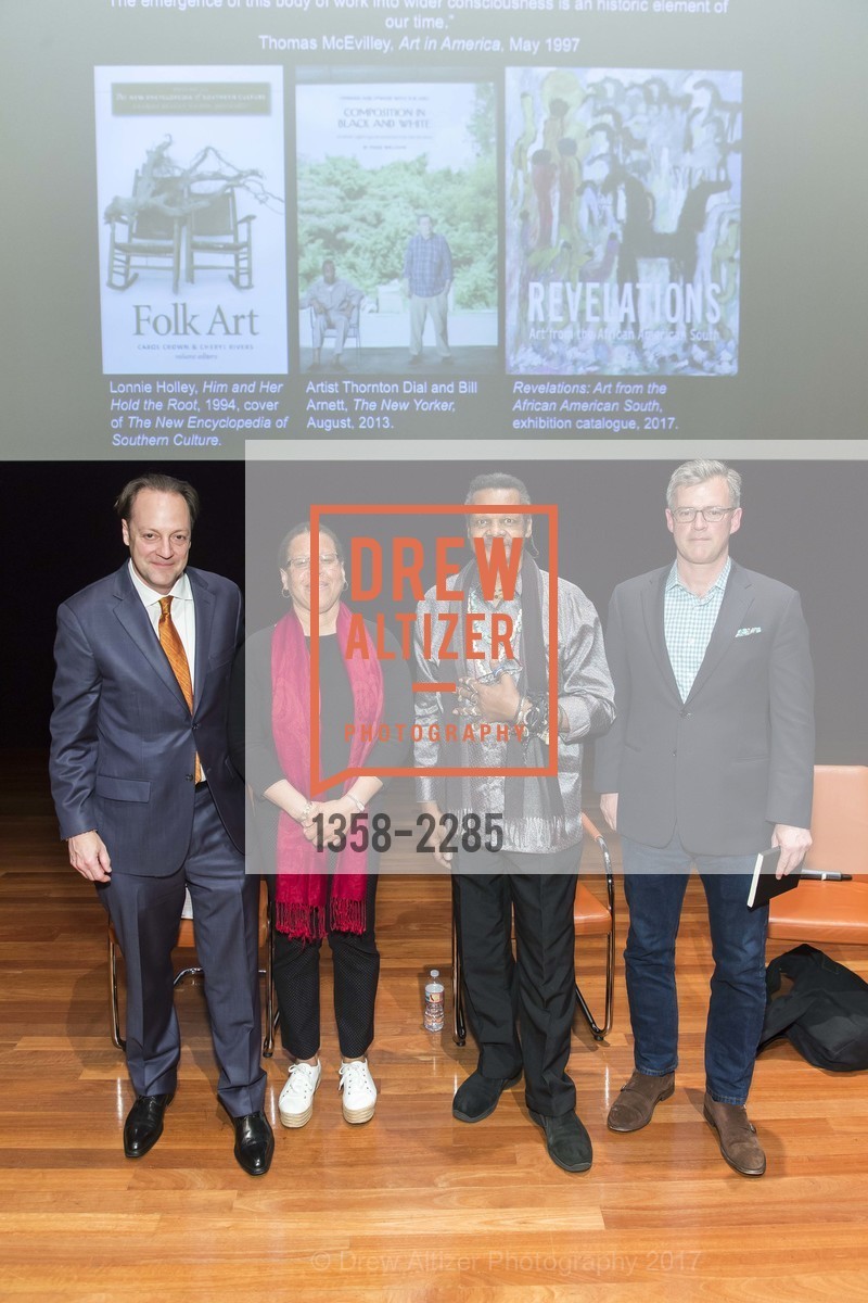 Timothy Anglin Burgard, Jacqueline Francis, Lonnie Holley, Paul Arnett, 'Revelations' Reception Hosted by LINKS, de Young Museum, June 3rd, 2017, Photo #1358-2285 Timothy Anglin Burgard, Jacqueline Francis, Lonnie Holley, Paul Arnett, Photo #1358-2285