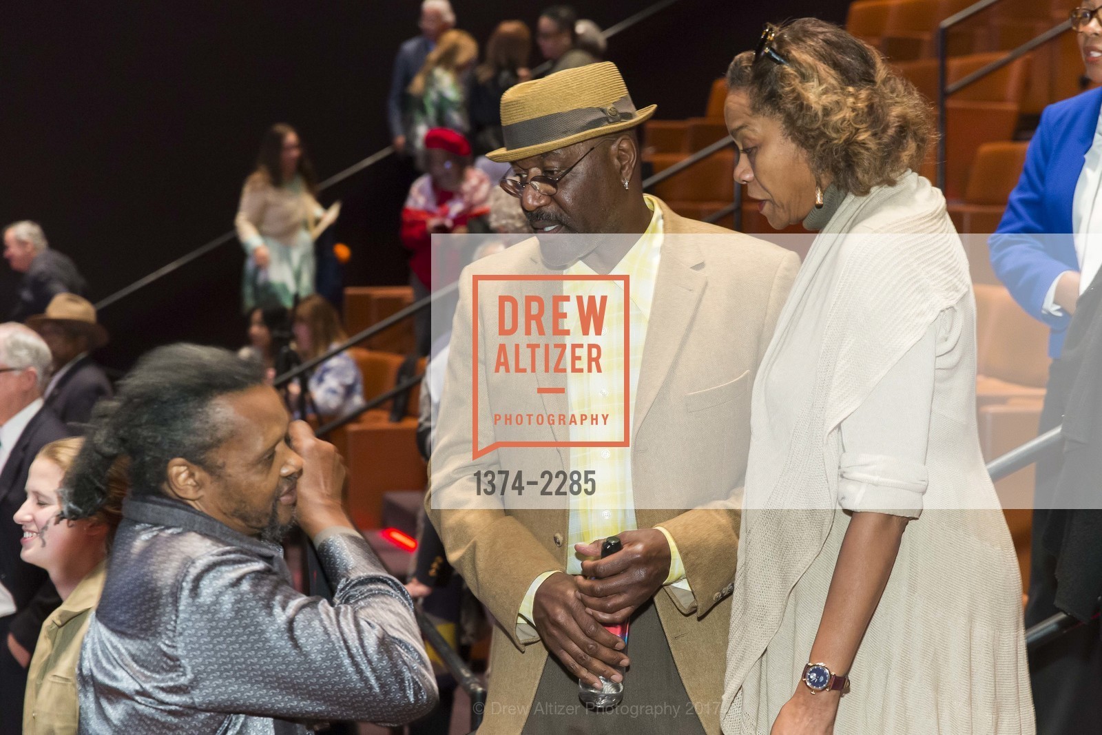 Lonnie Holley, Delroy Lindo, Nashormeh Lindo, 'Revelations' Reception Hosted by LINKS, de Young Museum, June 3rd, 2017, Photo #1374-2285 Lonnie Holley, Delroy Lindo, Nashormeh Lindo, Photo #1374-2285