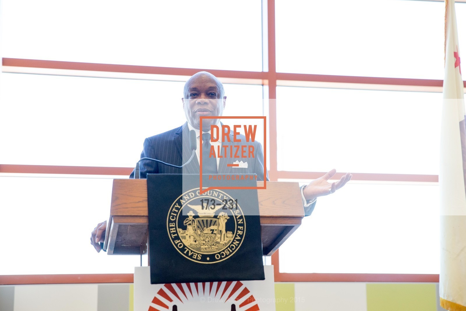 Willie Brown, Gucci & Vogue Dinner, Willie L. Brown Middle School. Willie L. Brown Middle School, . 2055 Silver Avenue, August 13th, 2015, Photo #173-231 Willie Brown, Photo #173-231