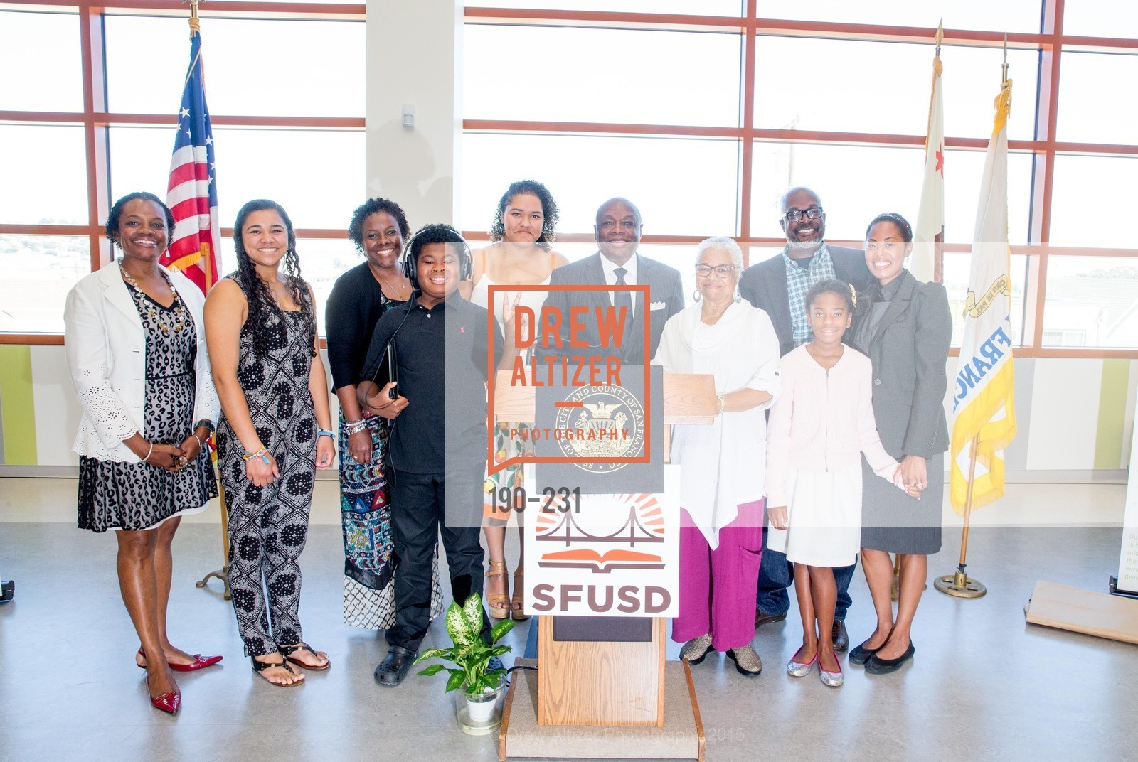 Susan Brown, Lordes Brown, Willie Brown, Blanche Brown, Michael Brown, Matea Brown, Isabelle Brown, Willie L. Brown Middle School Ribbon Cutting Ceremony, Willie L. Brown Middle School. 2055 Silver Avenue, August 13th, 2015,Drew Altizer, Drew Altizer Photography, full-service agency, private events, San Francisco photographer, photographer california
