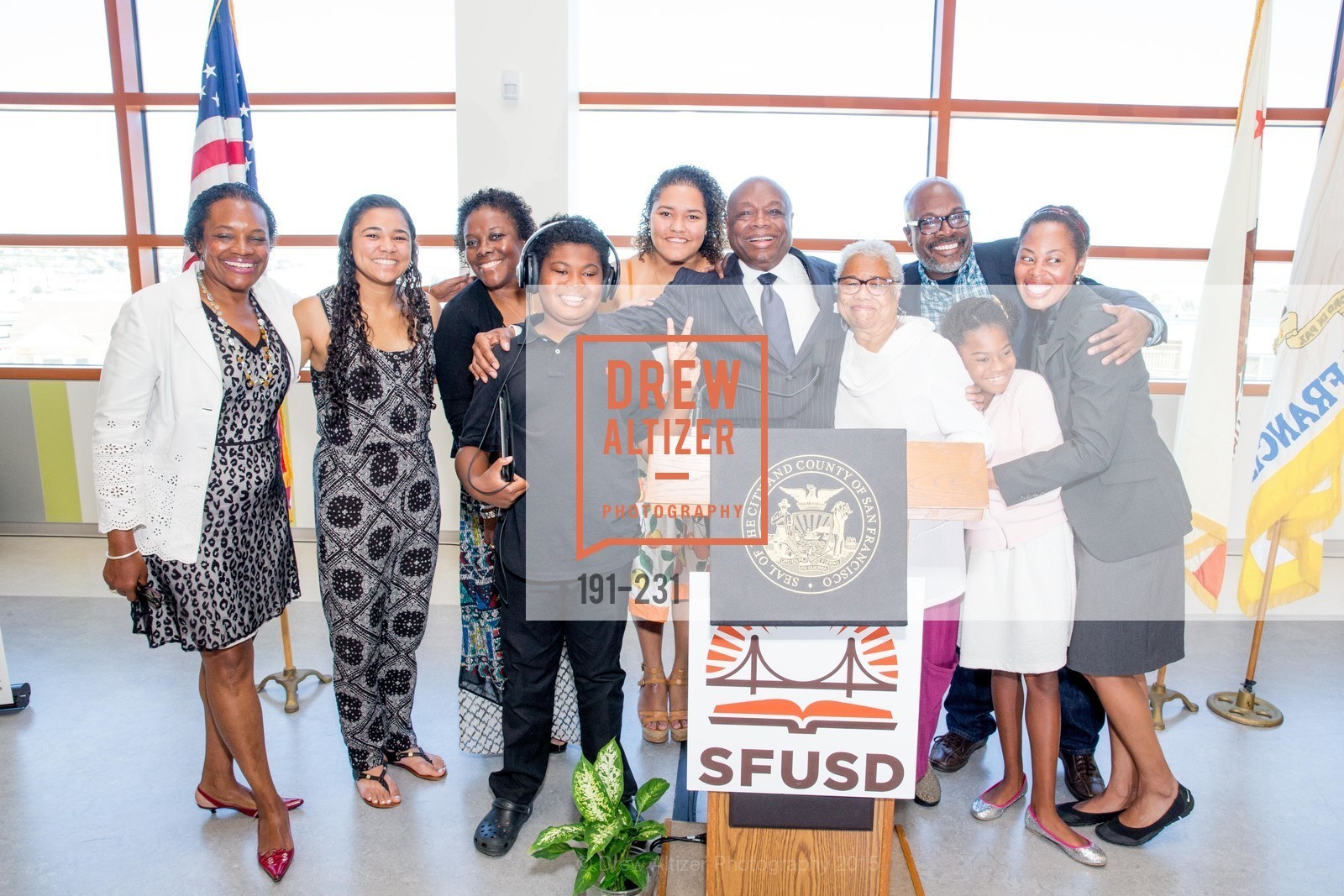 Susan Brown, Lordes Brown, Willie Brown, Blanche Brown, Michael Brown, Matea Brown, Isabelle Brown, Willie L. Brown Middle School Ribbon Cutting Ceremony, Willie L. Brown Middle School. 2055 Silver Avenue, August 13th, 2015,Drew Altizer, Drew Altizer Photography, full-service agency, private events, San Francisco photographer, photographer california