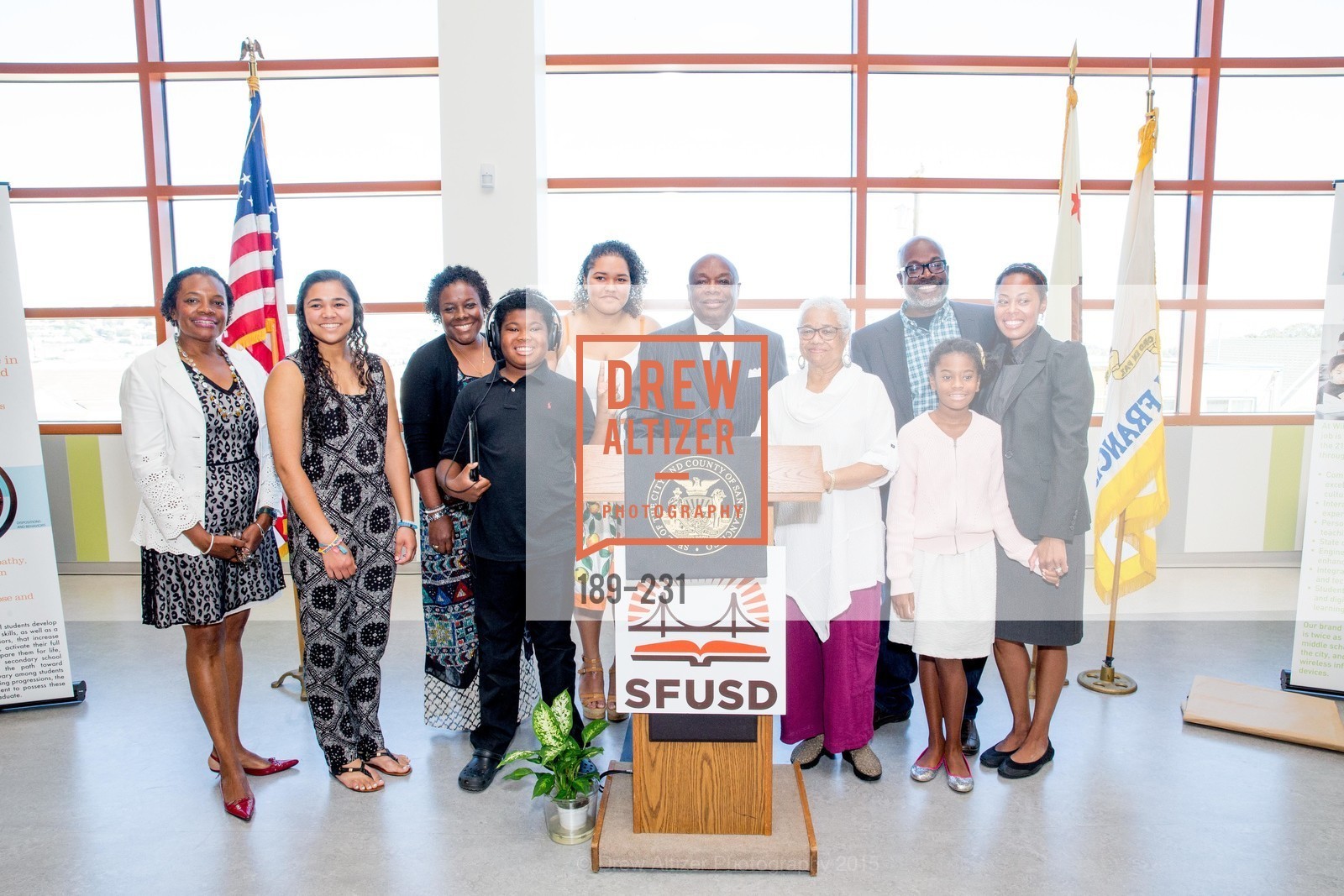 Susan Brown, Lordes Brown, Willie Brown, Blanche Brown, Michael Brown, Matea Brown, Isabelle Brown, Willie L. Brown Middle School Ribbon Cutting Ceremony, Willie L. Brown Middle School. 2055 Silver Avenue, August 13th, 2015,Drew Altizer, Drew Altizer Photography, full-service agency, private events, San Francisco photographer, photographer california